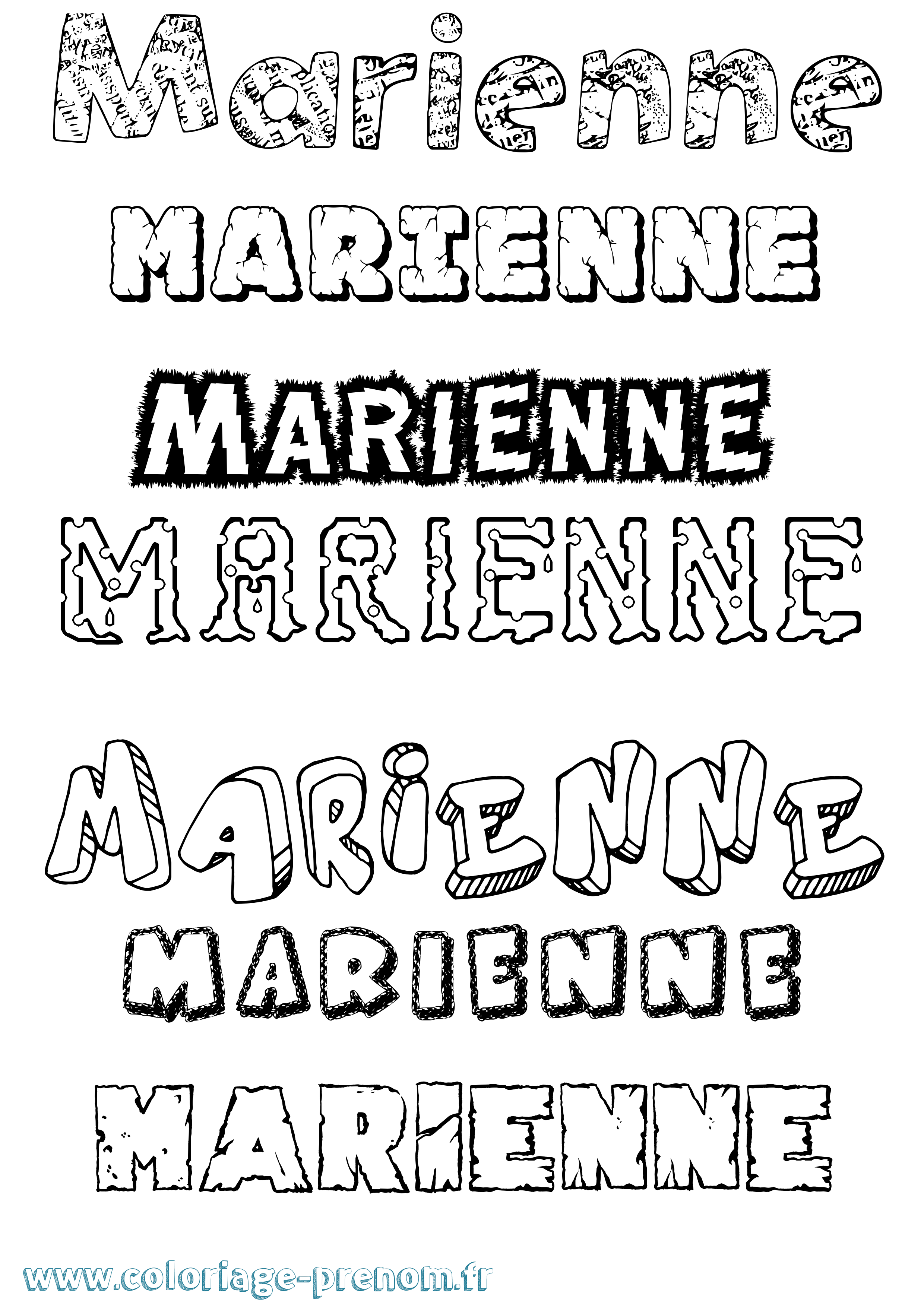 Coloriage Marienne Destructuré Coloriage prénom Marienne Destructuré