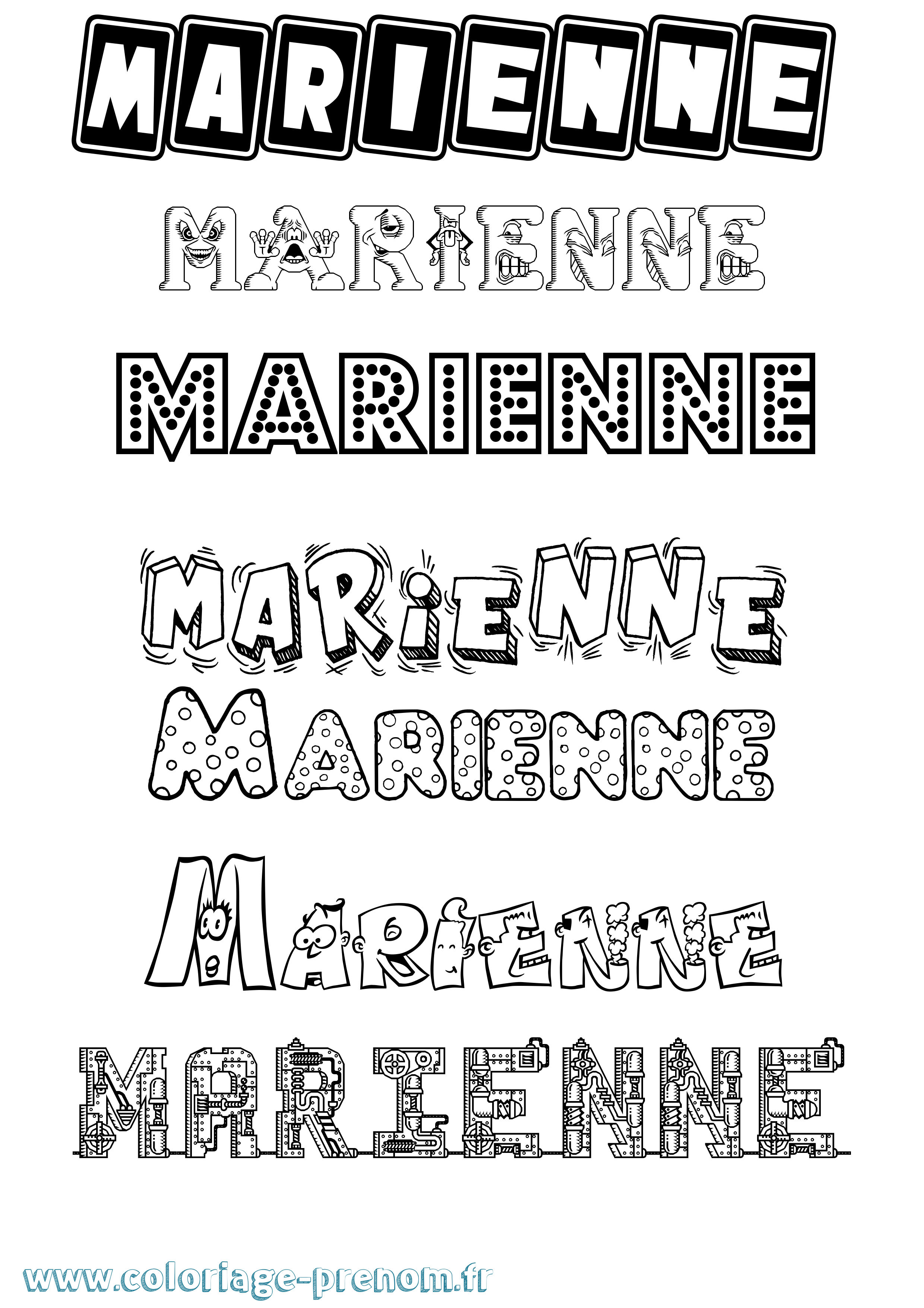 Coloriage Marienne Fun Coloriage prénom Marienne Fun