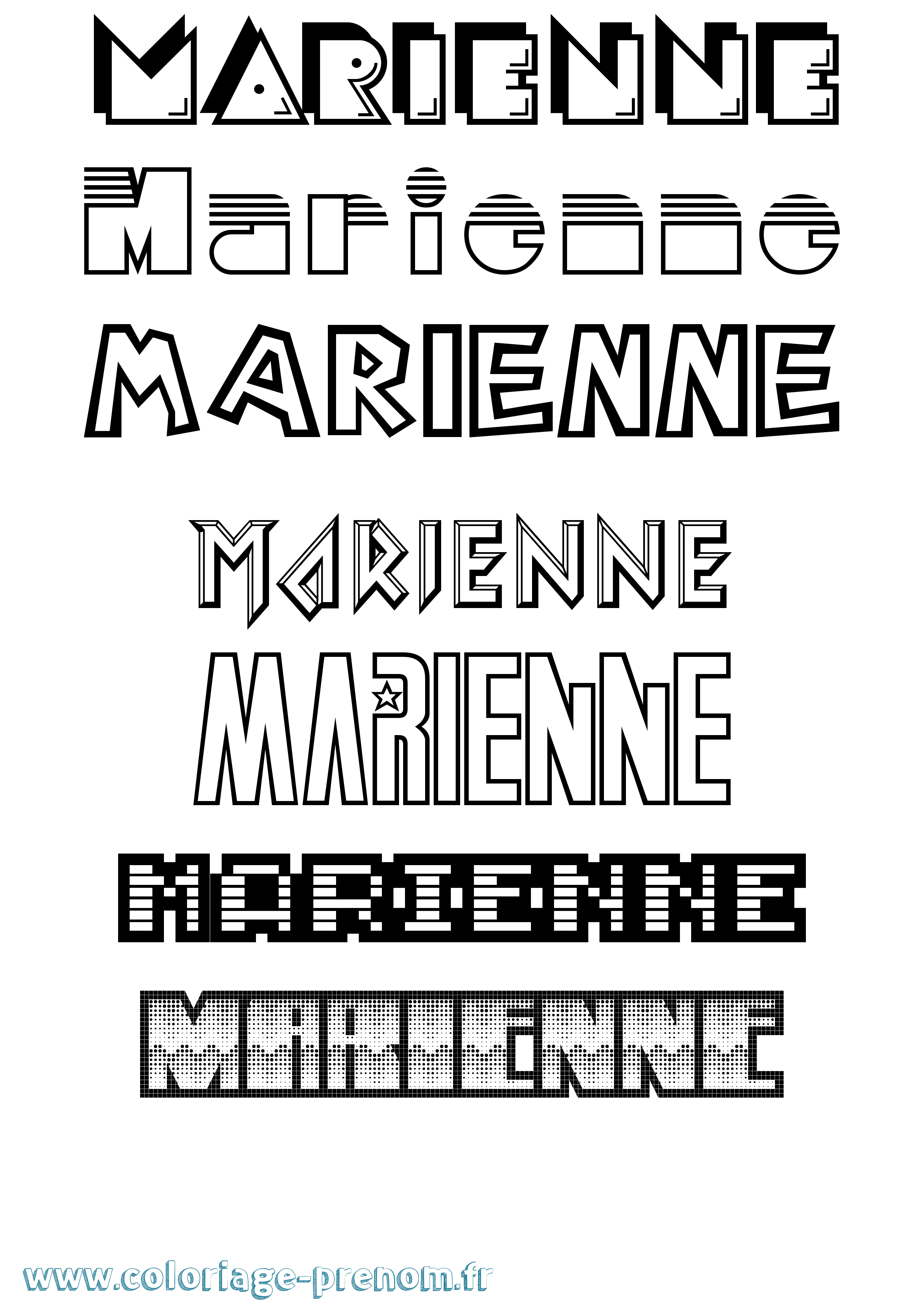 Coloriage Marienne Jeux Vidéos Coloriage prénom Marienne Jeux Vidéos