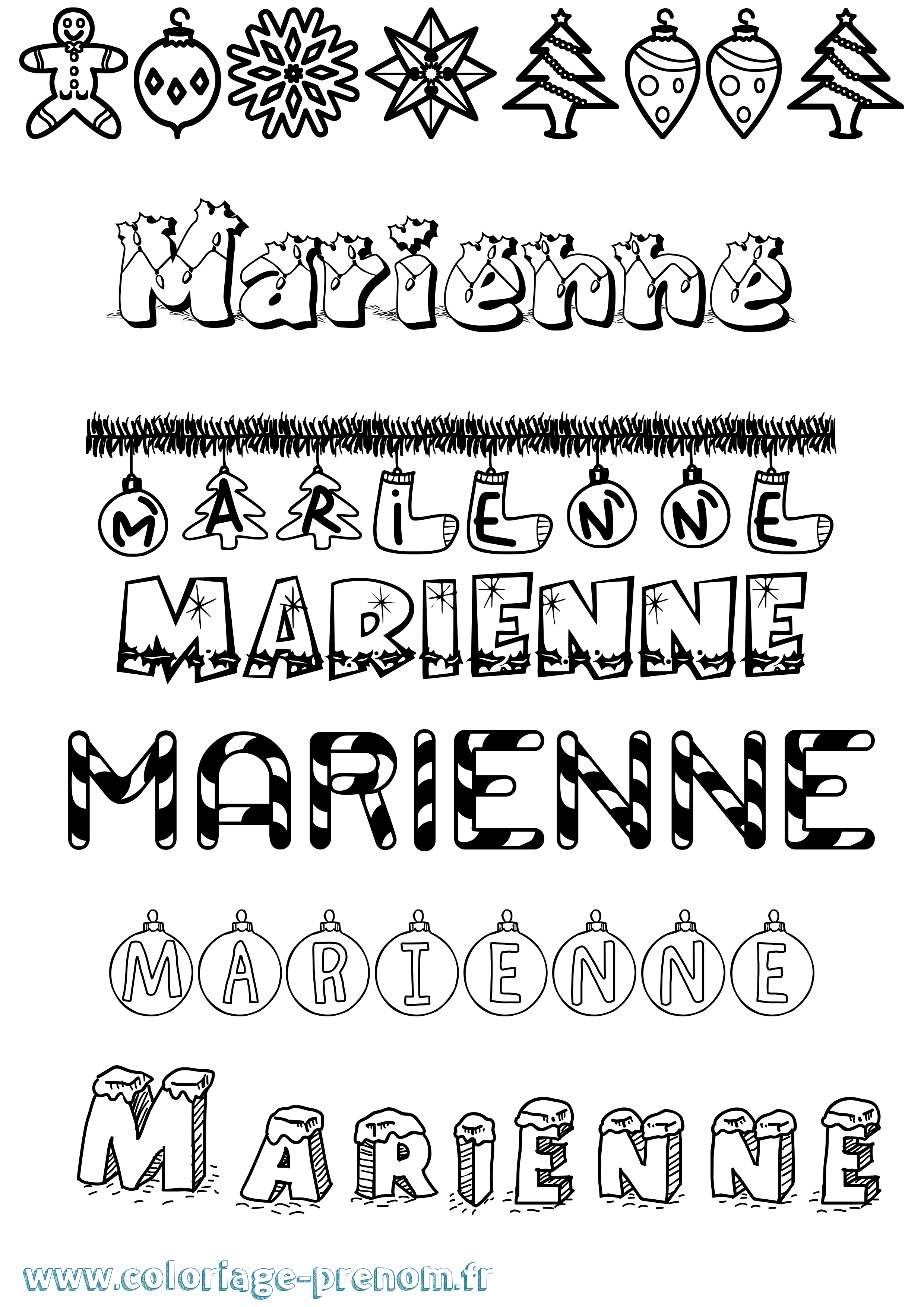 Coloriage Marienne Noël Coloriage prénom Marienne Noël