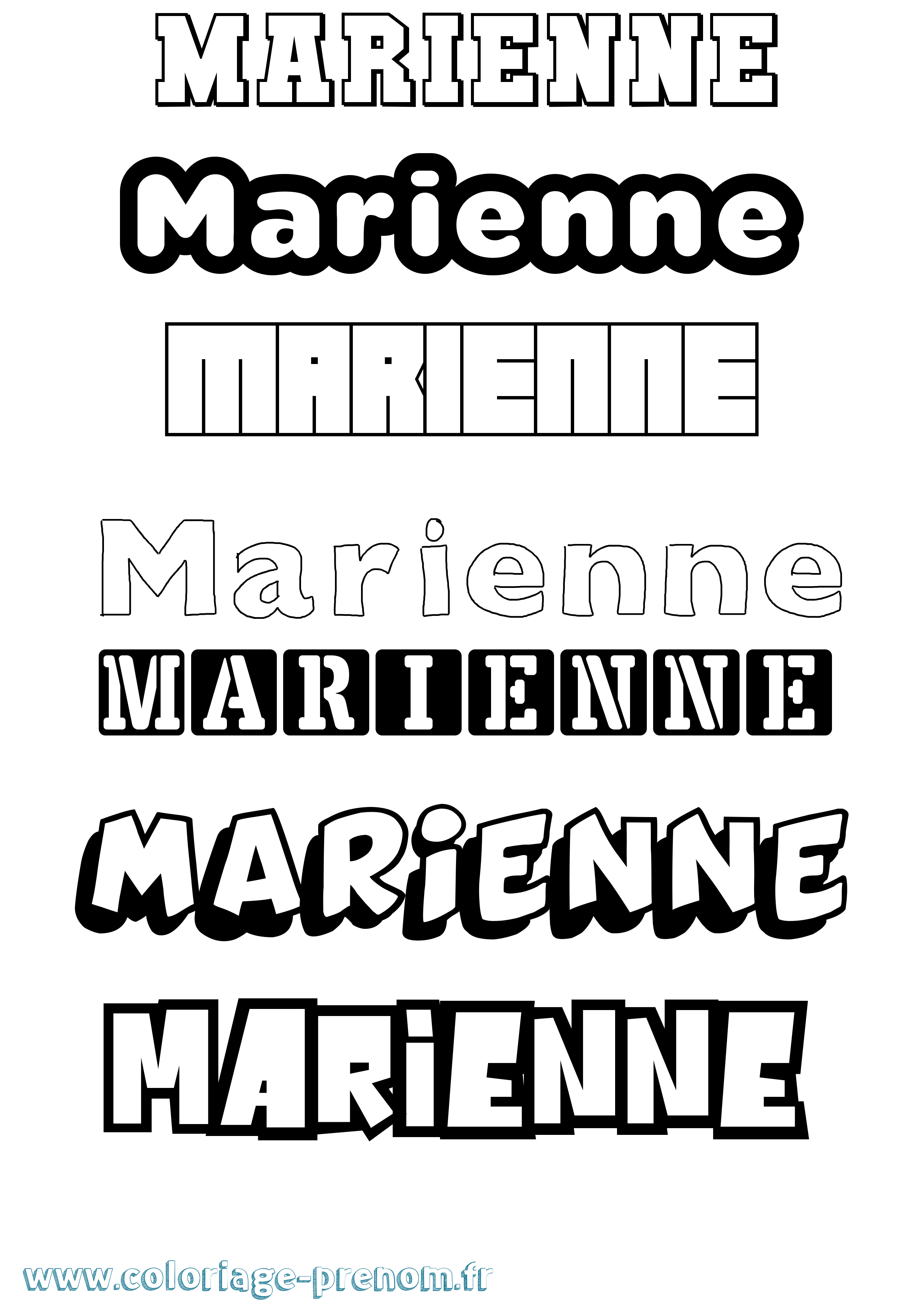 Coloriage Marienne Simple Coloriage prénom Marienne Simple
