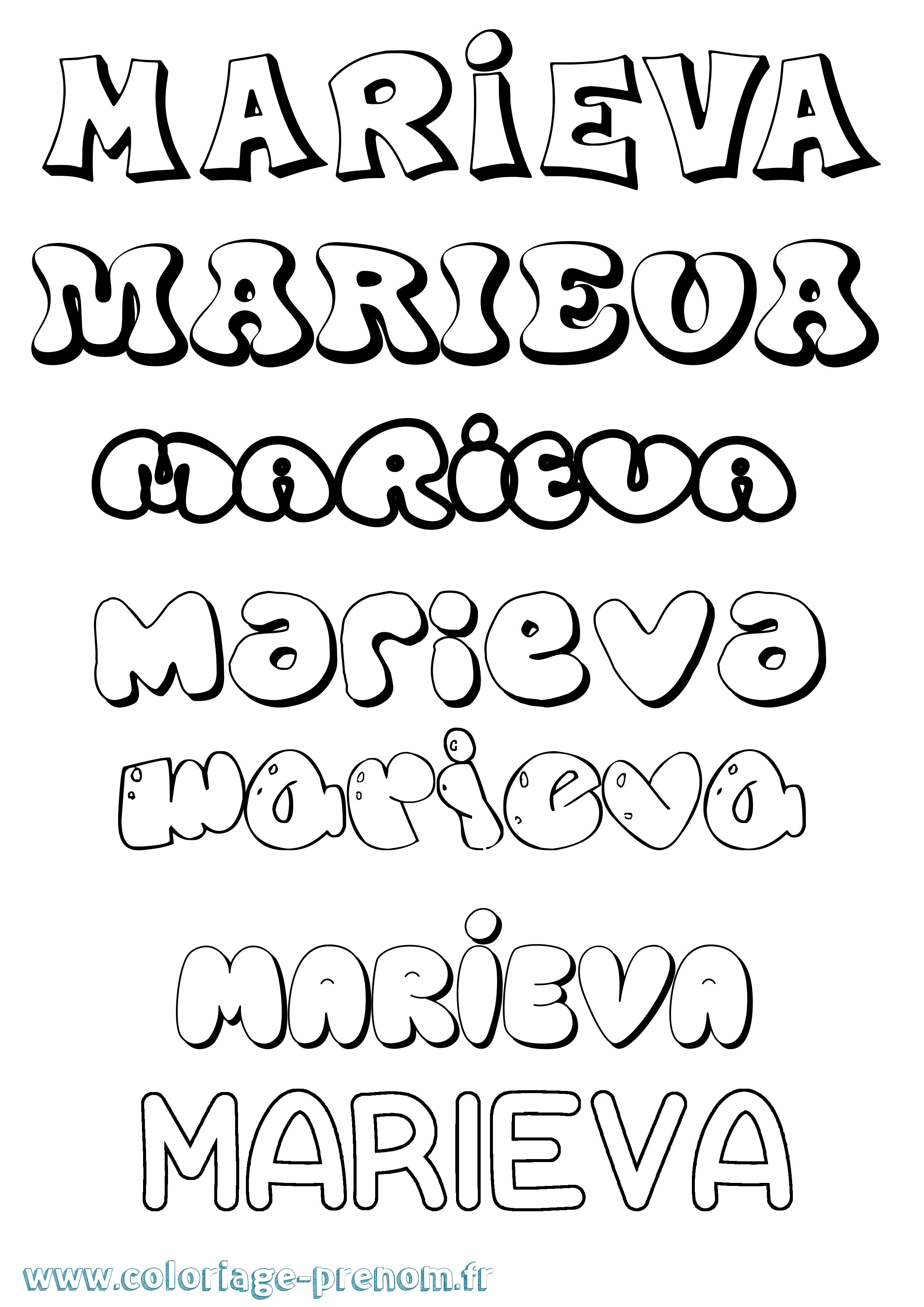 Coloriage Marieva Bubble Coloriage prénom Marieva Bubble