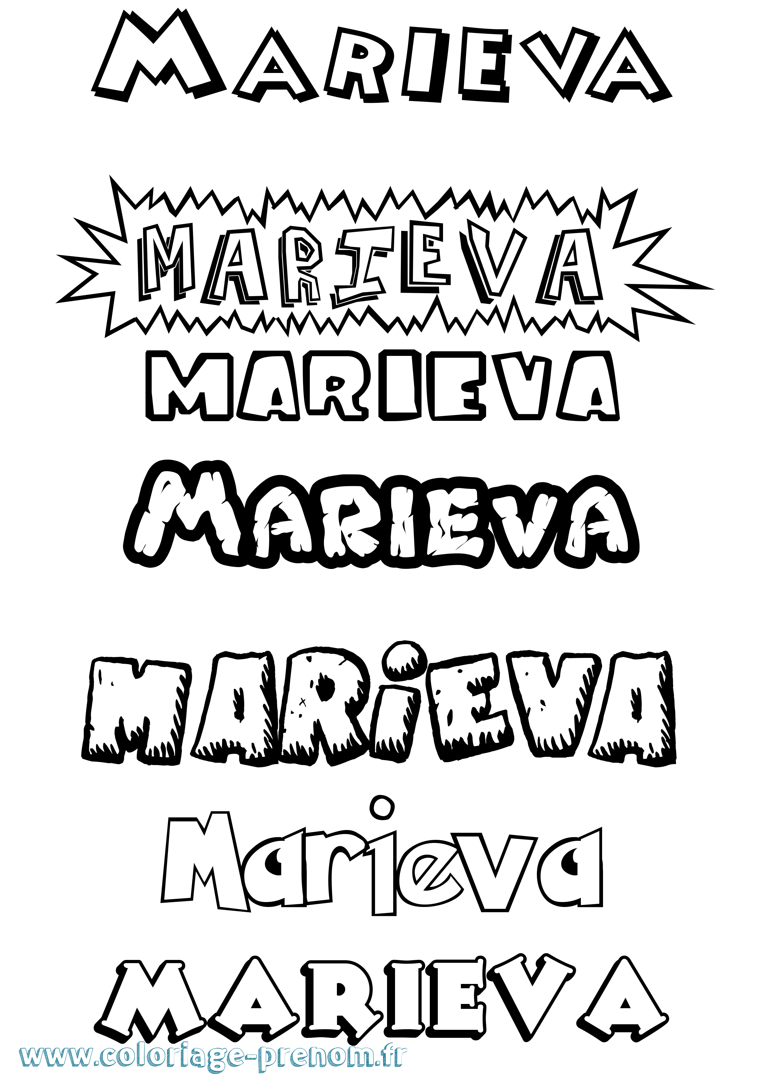 Coloriage Marieva Dessin Animé Coloriage prénom Marieva Dessin Animé