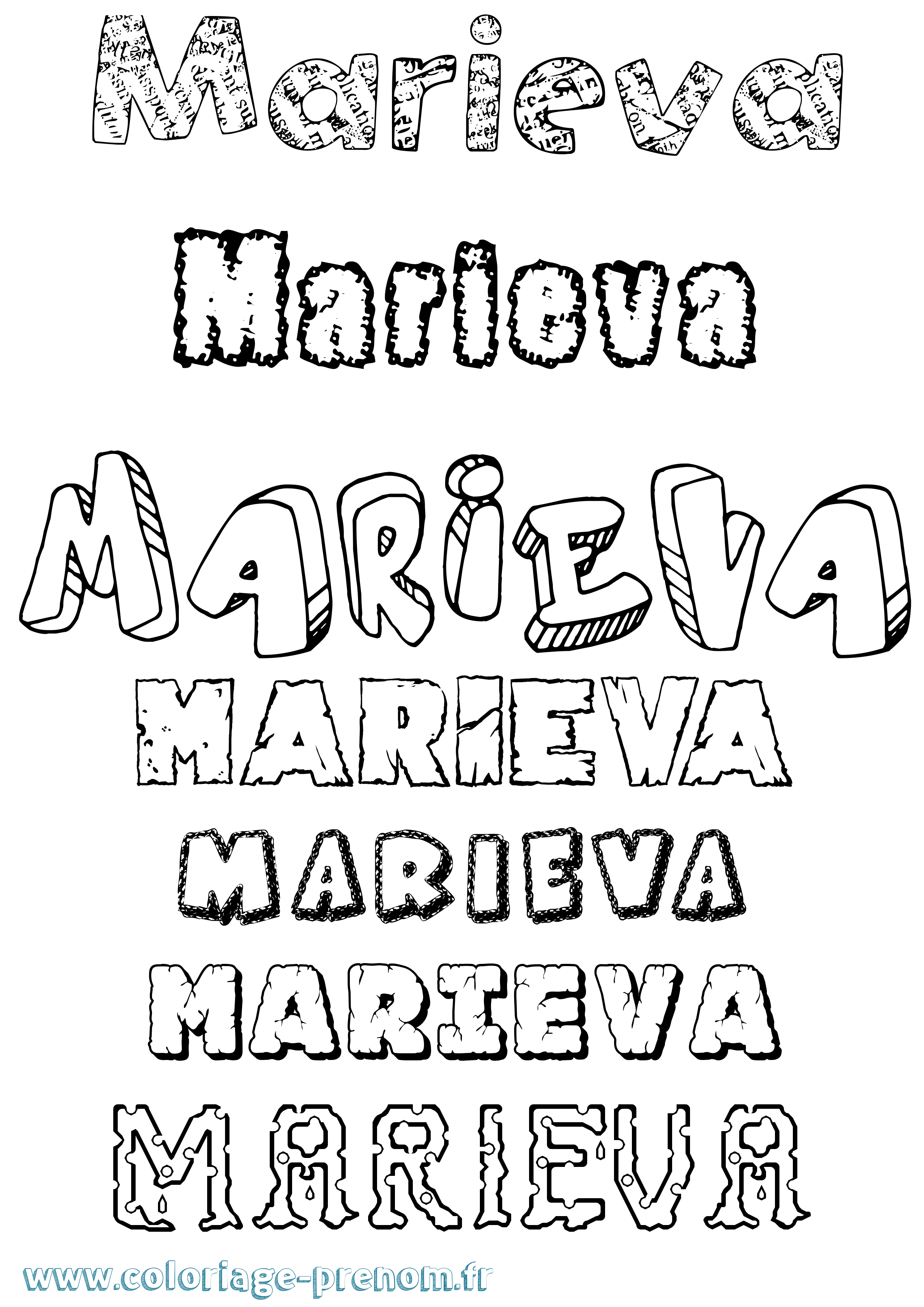 Coloriage Marieva Destructuré Coloriage prénom Marieva Destructuré