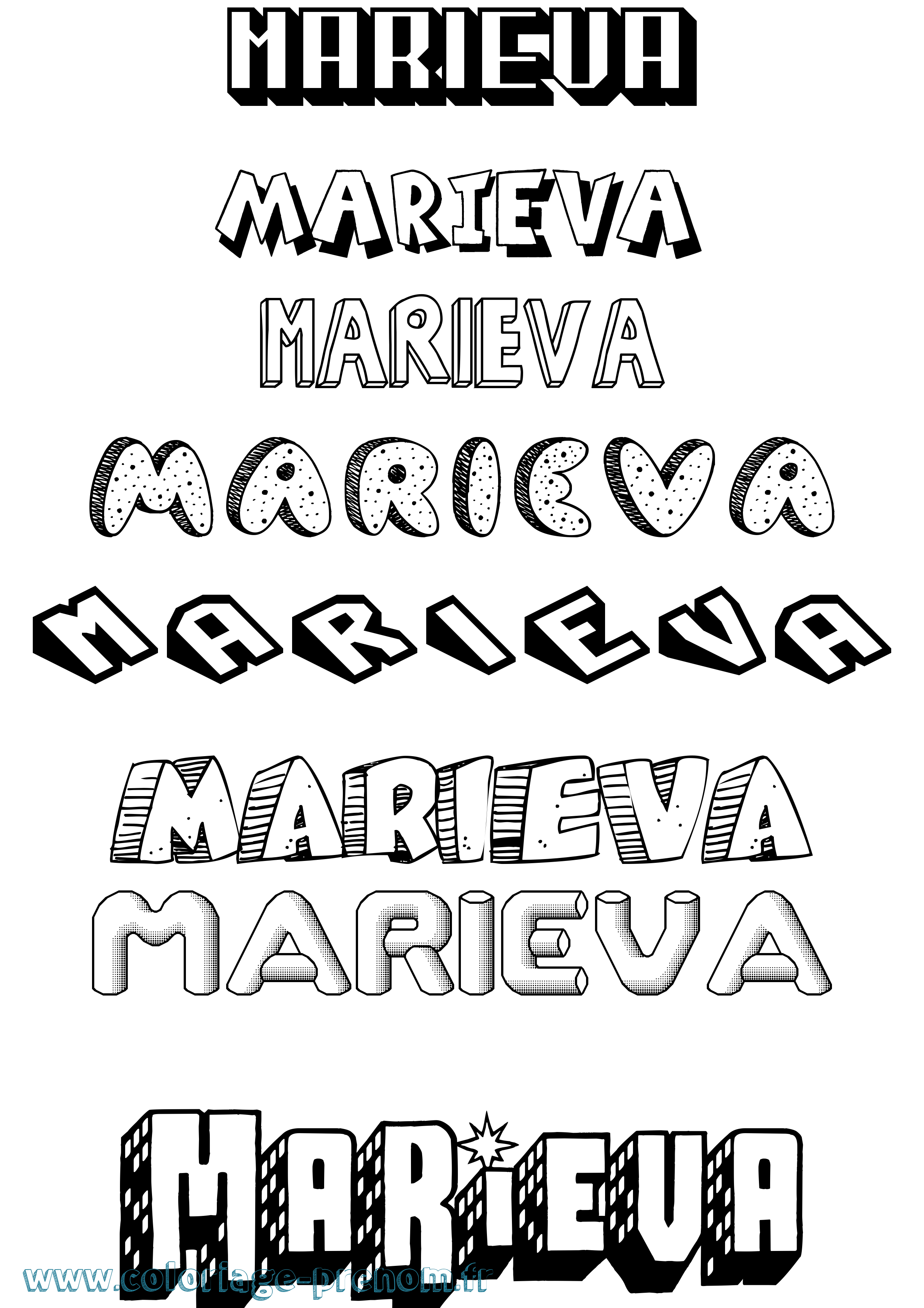 Coloriage Marieva Effet 3D Coloriage prénom Marieva Effet 3D