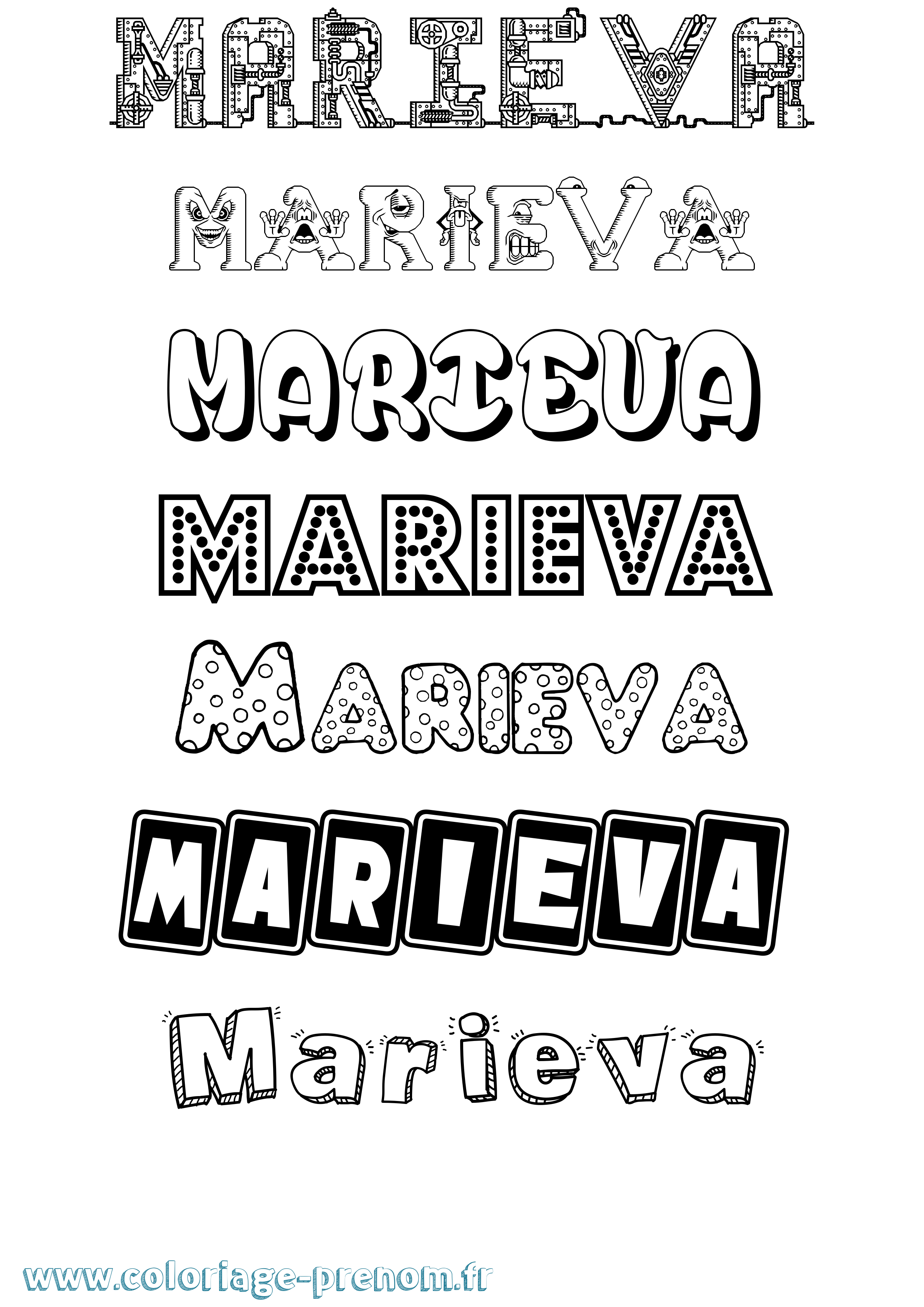 Coloriage Marieva Fun Coloriage prénom Marieva Fun