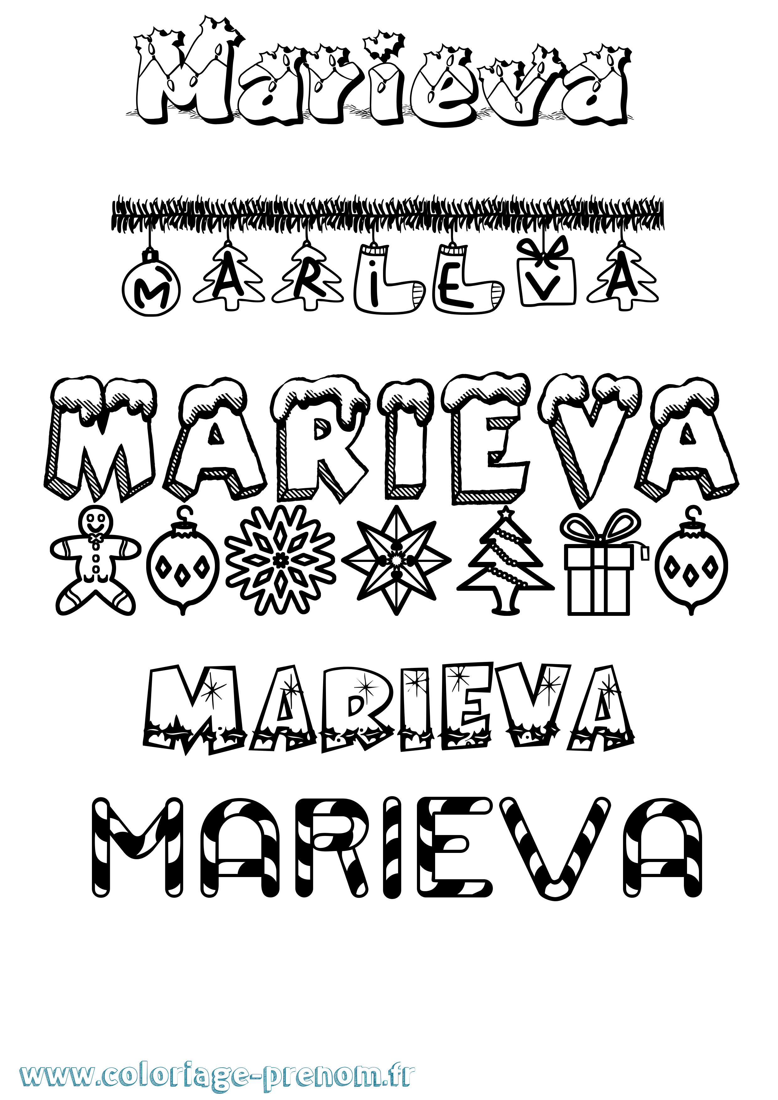Coloriage Marieva Noël Coloriage prénom Marieva Noël