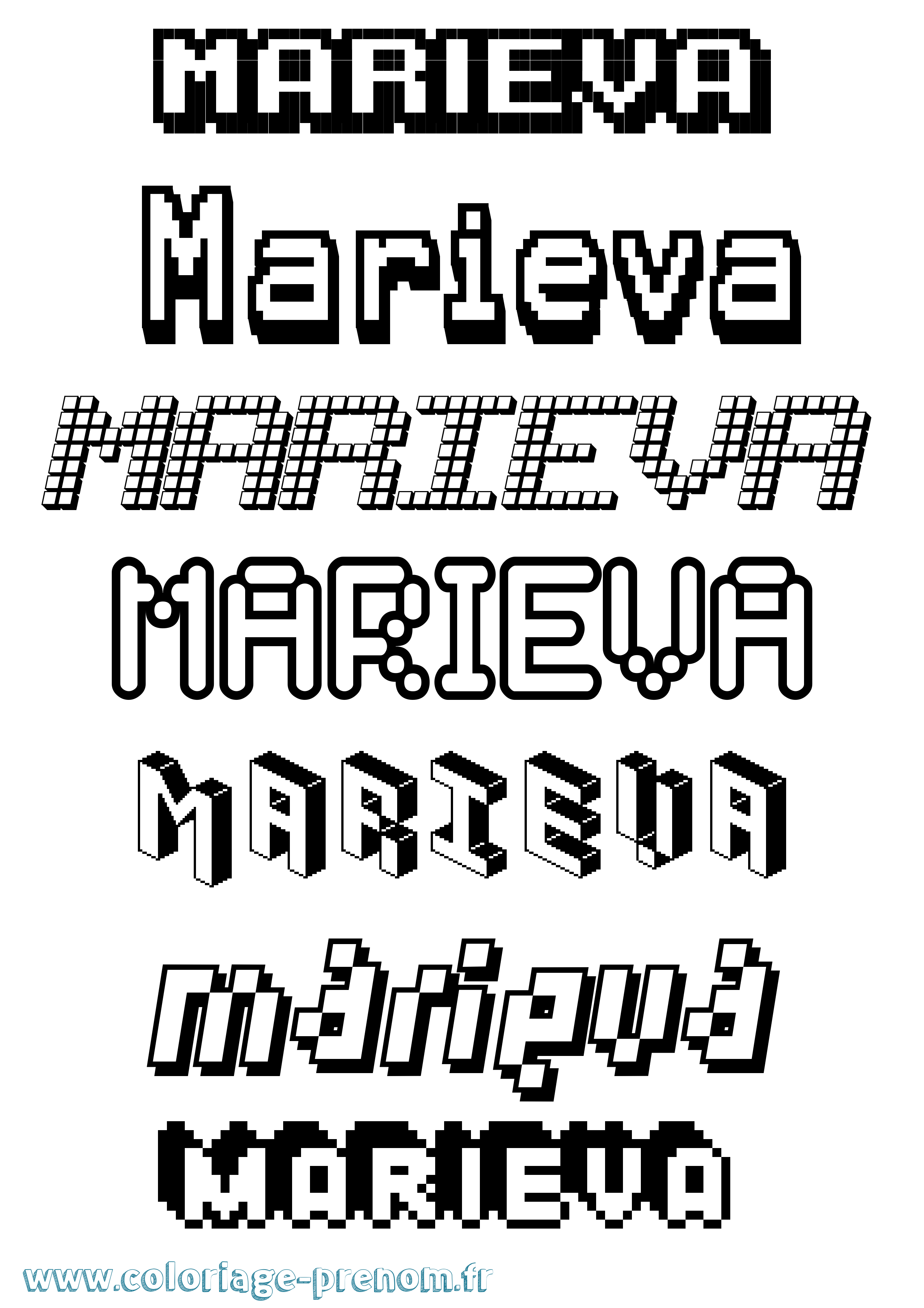 Coloriage Marieva Pixel Coloriage prénom Marieva Pixel