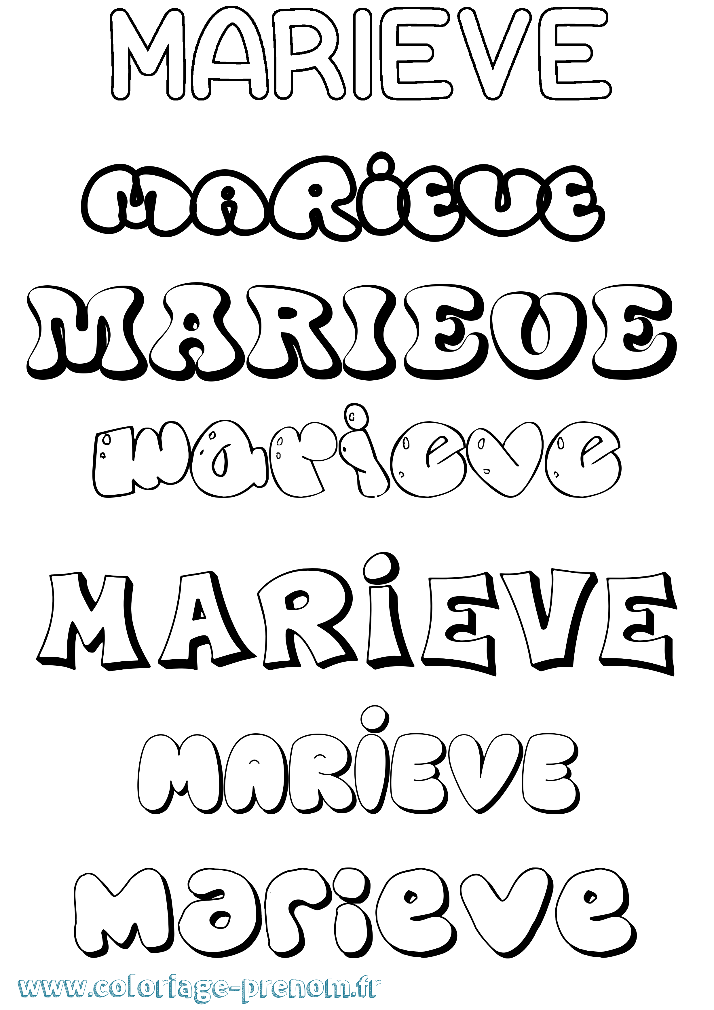 Coloriage Marieve Bubble Coloriage prénom Marieve Bubble
