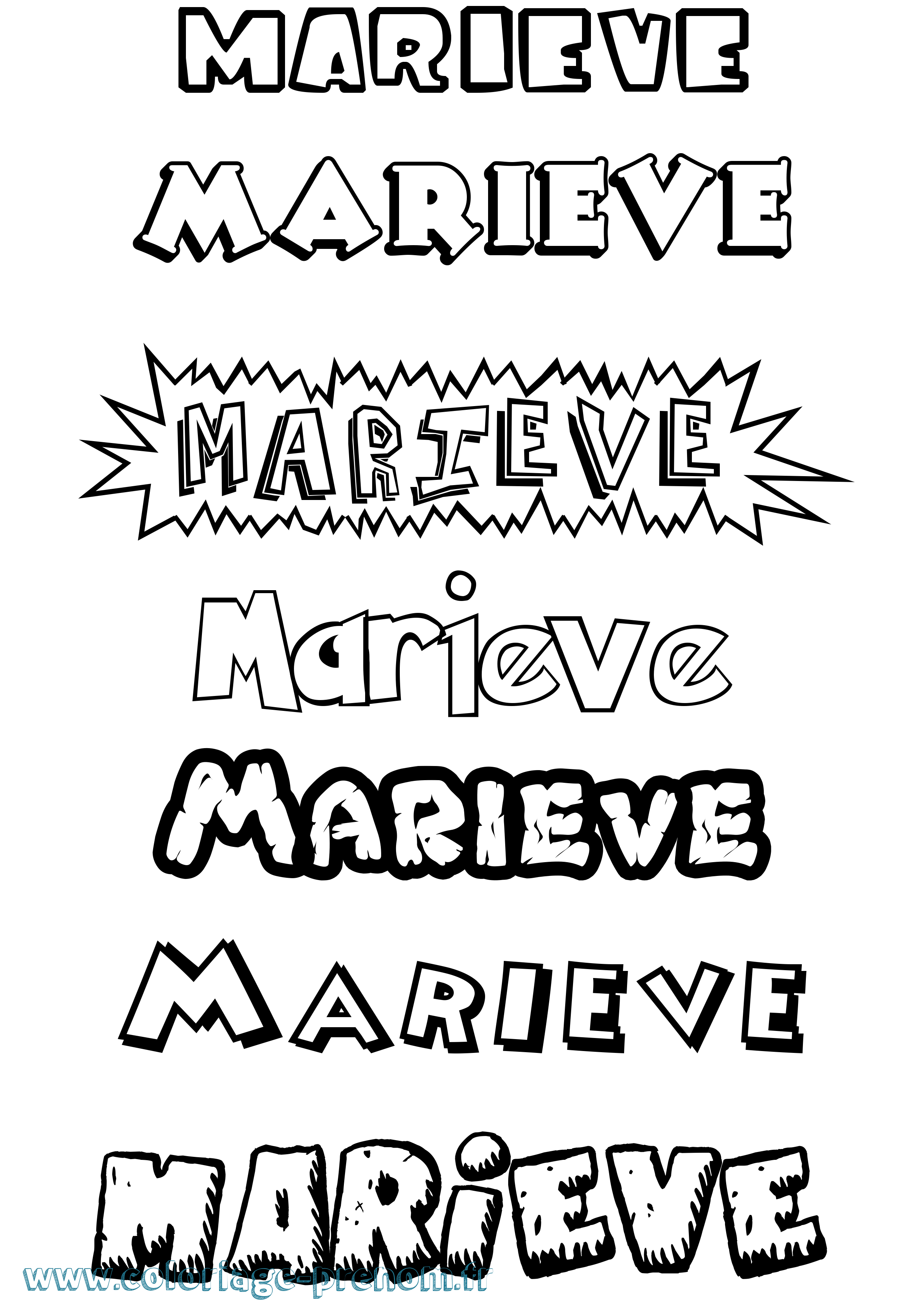 Coloriage Marieve Dessin Animé Coloriage prénom Marieve Dessin Animé