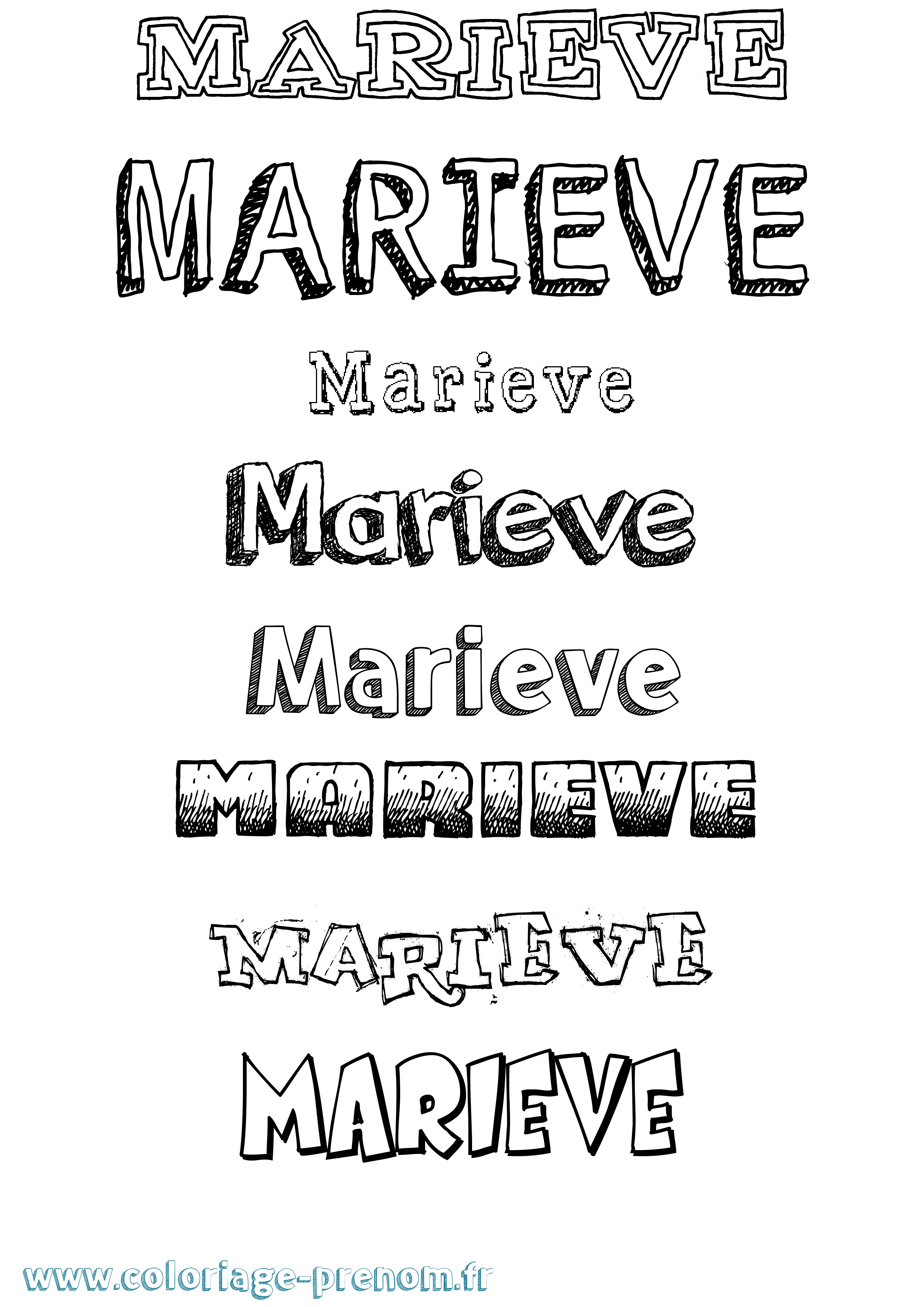 Coloriage Marieve Dessiné Coloriage prénom Marieve Dessiné