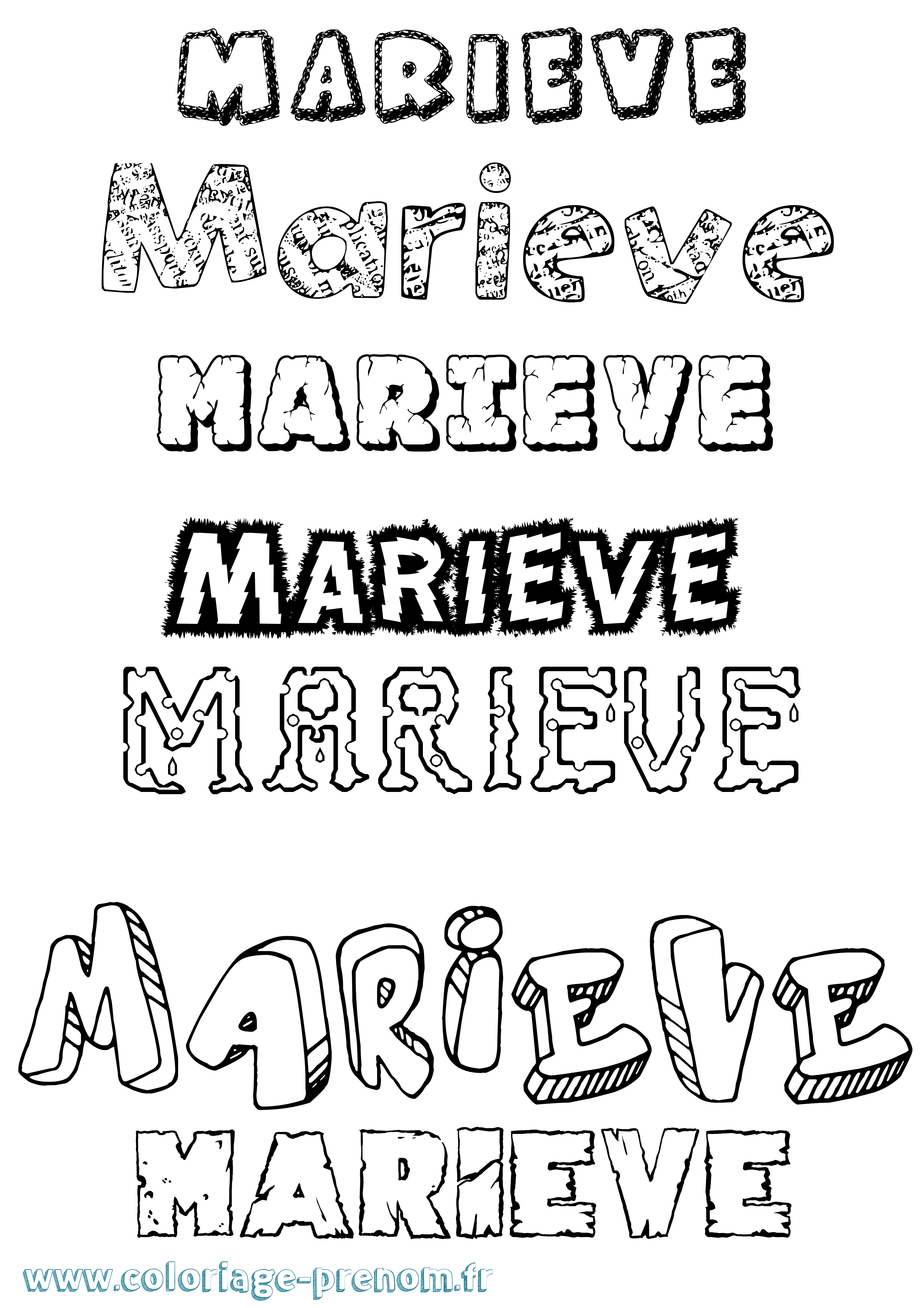 Coloriage Marieve Destructuré Coloriage prénom Marieve Destructuré