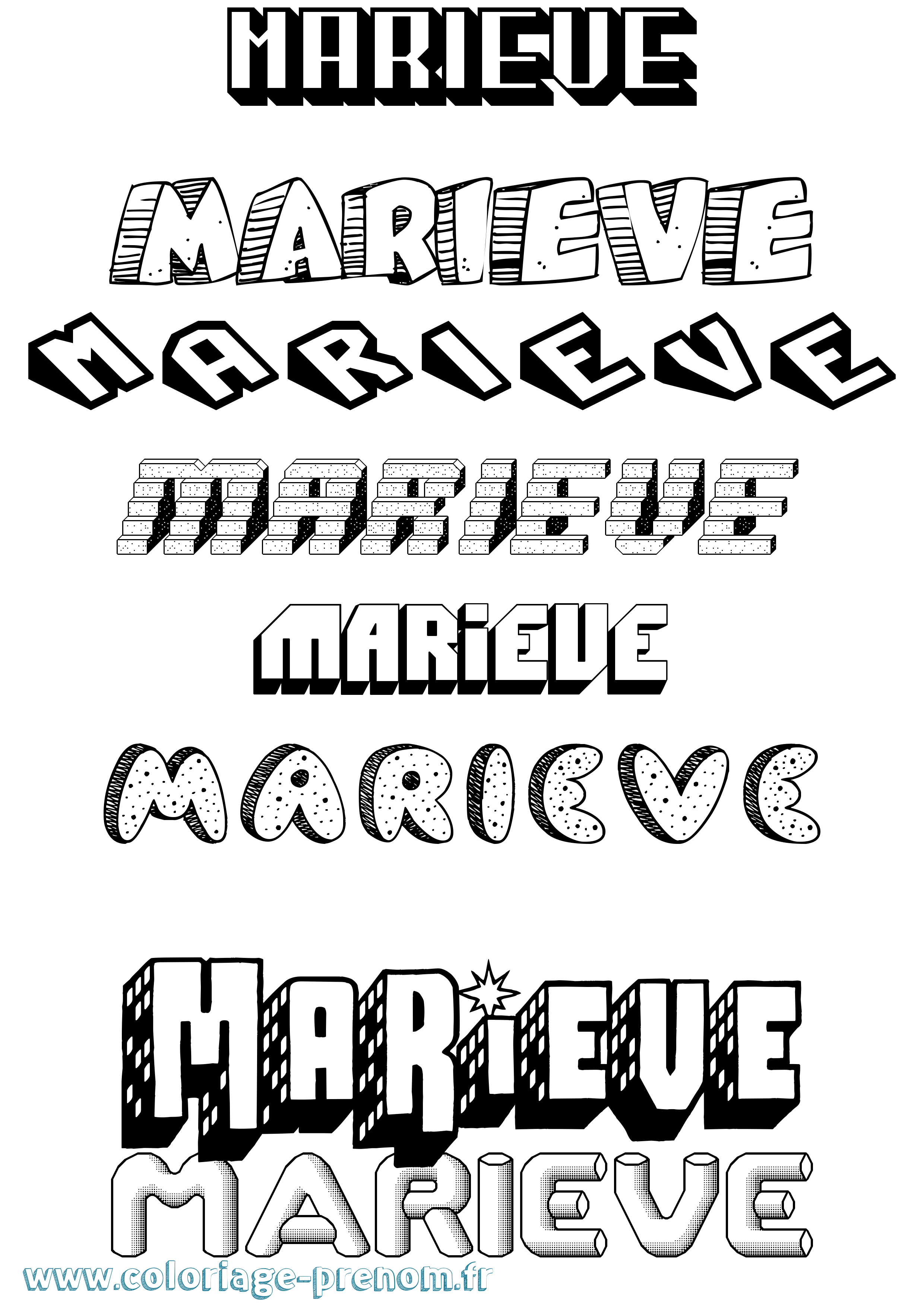 Coloriage Marieve Effet 3D Coloriage prénom Marieve Effet 3D