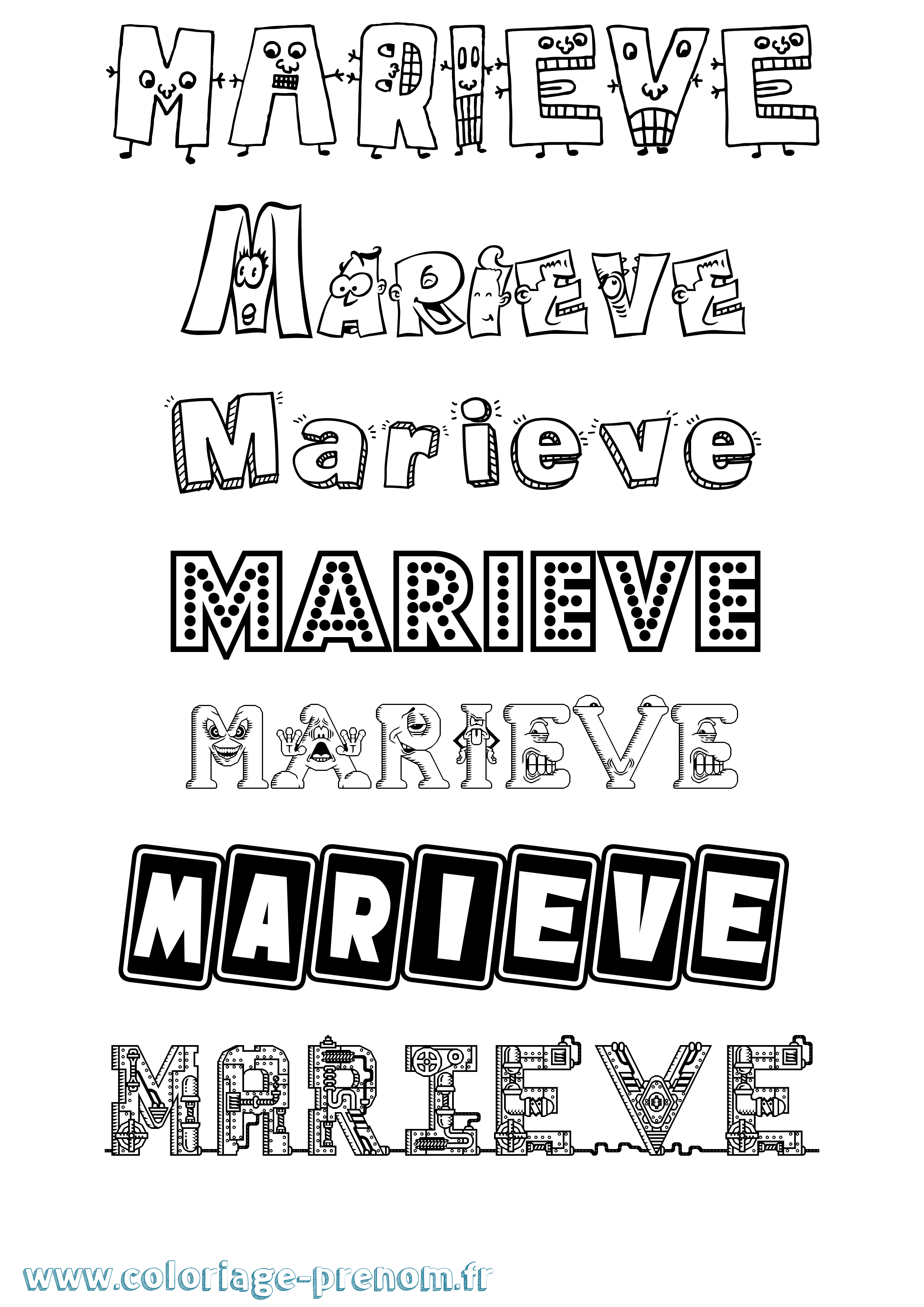 Coloriage Marieve Fun Coloriage prénom Marieve Fun