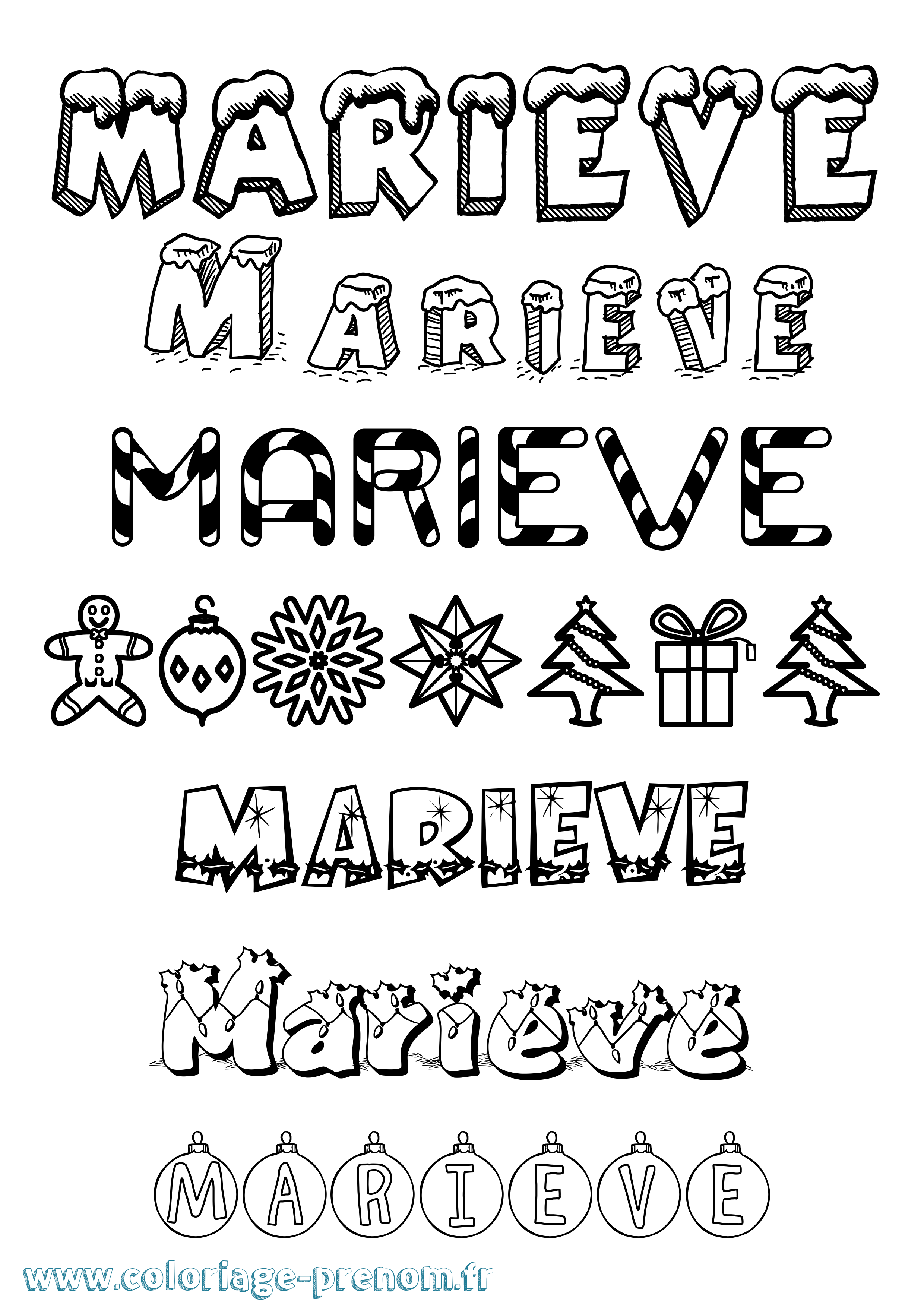 Coloriage Marieve Noël Coloriage prénom Marieve Noël