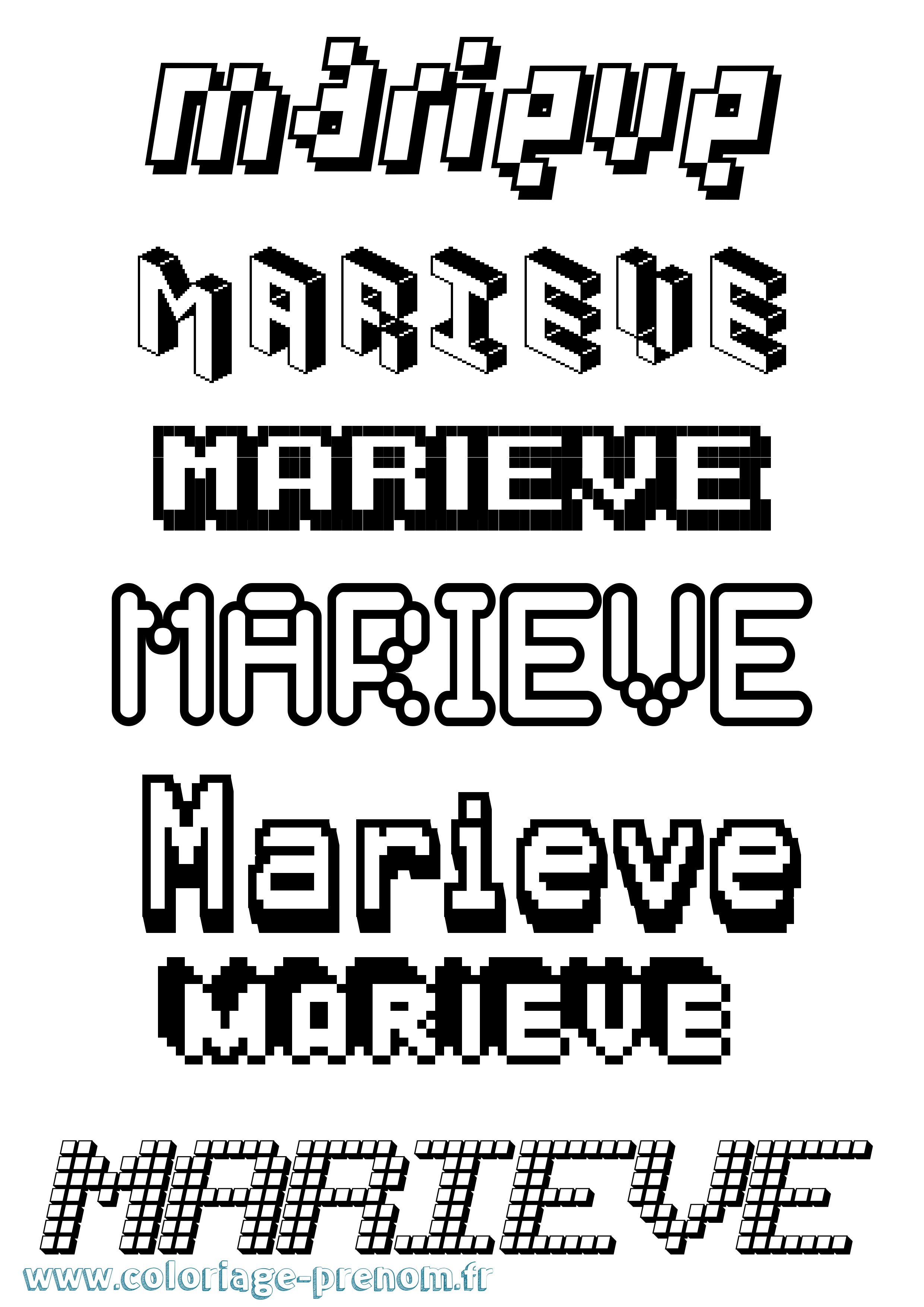 Coloriage Marieve Pixel Coloriage prénom Marieve Pixel