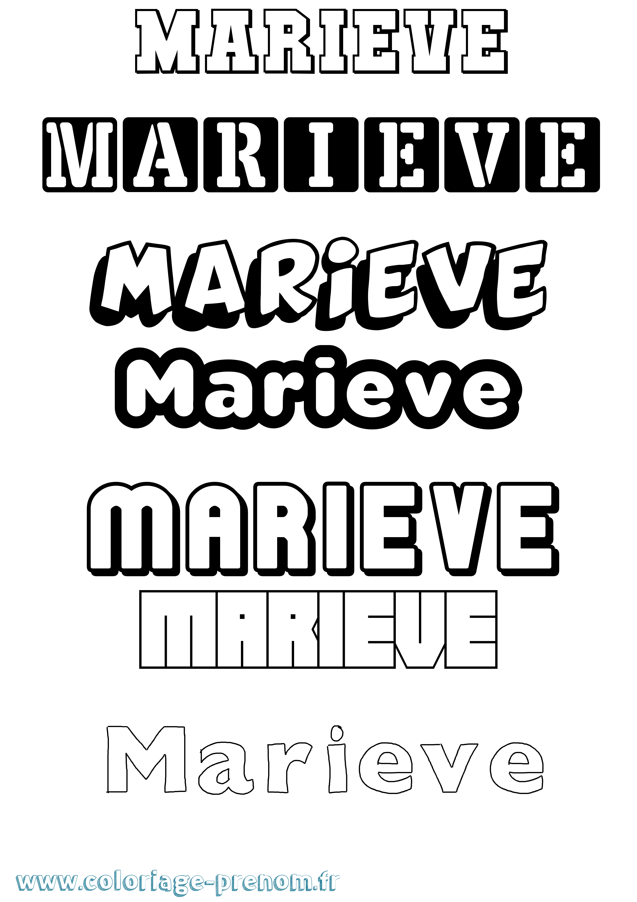 Coloriage Marieve Simple Coloriage prénom Marieve Simple