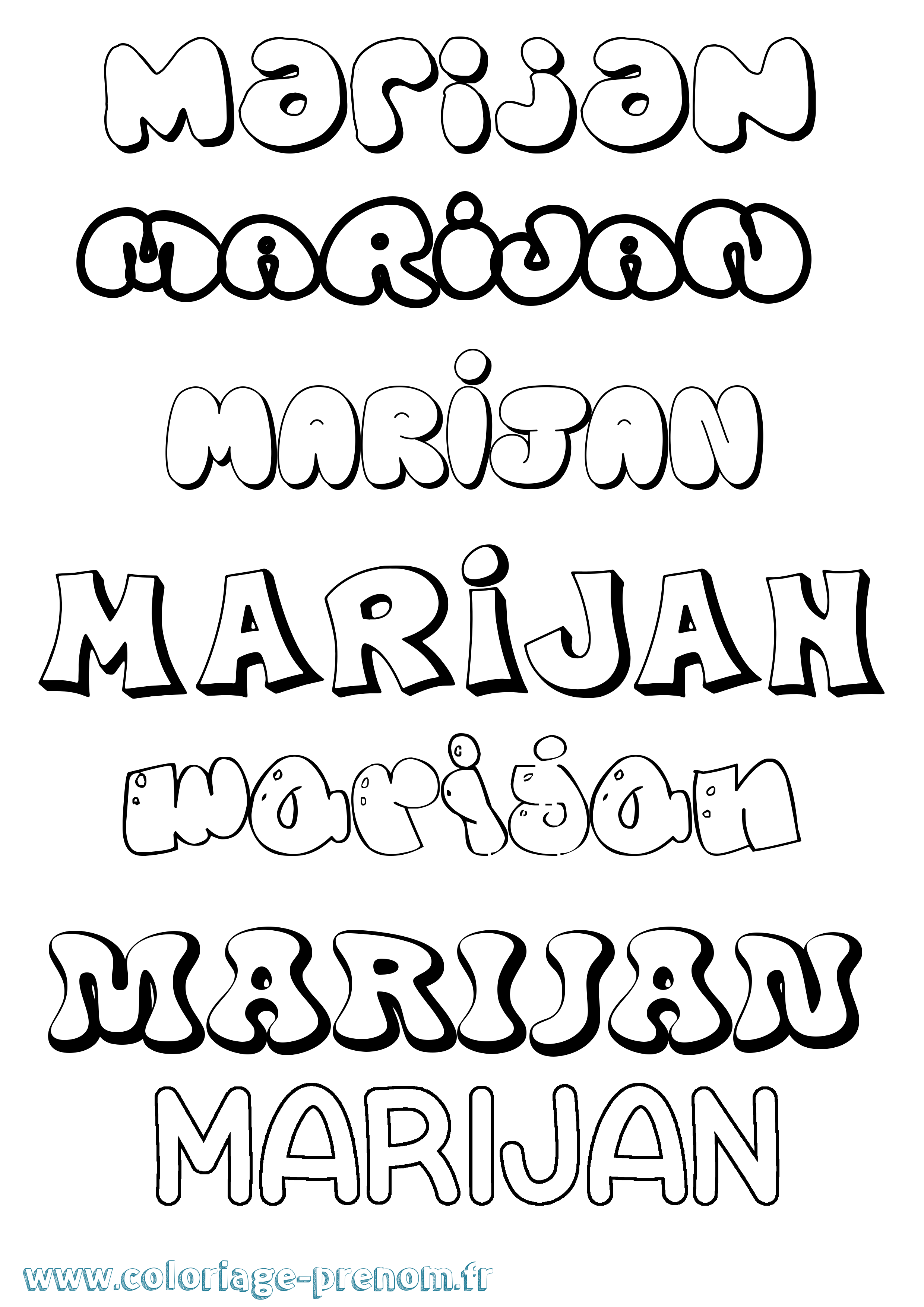 Coloriage Marijan Bubble Coloriage prénom Marijan Bubble