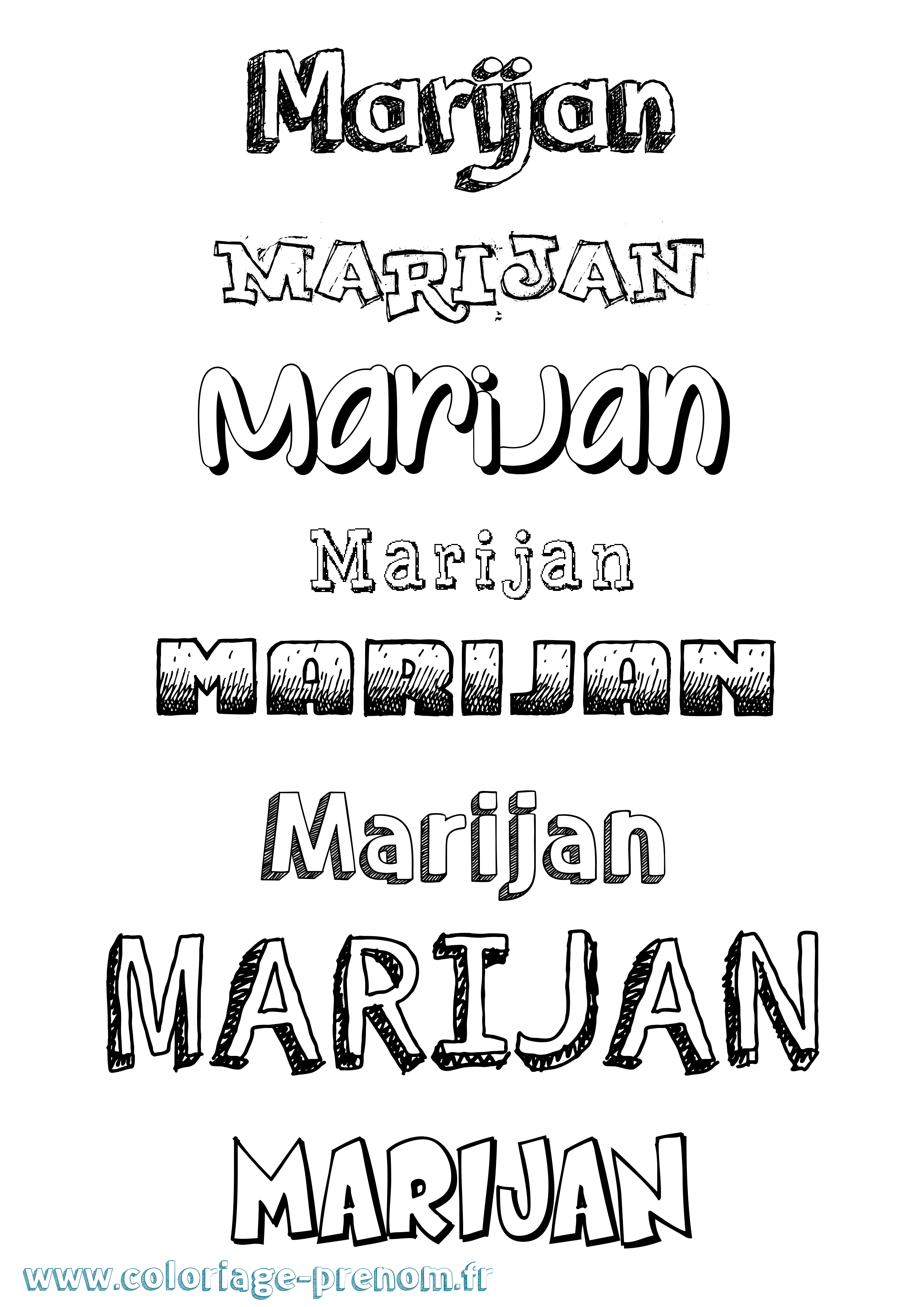 Coloriage Marijan Dessiné Coloriage prénom Marijan Dessiné