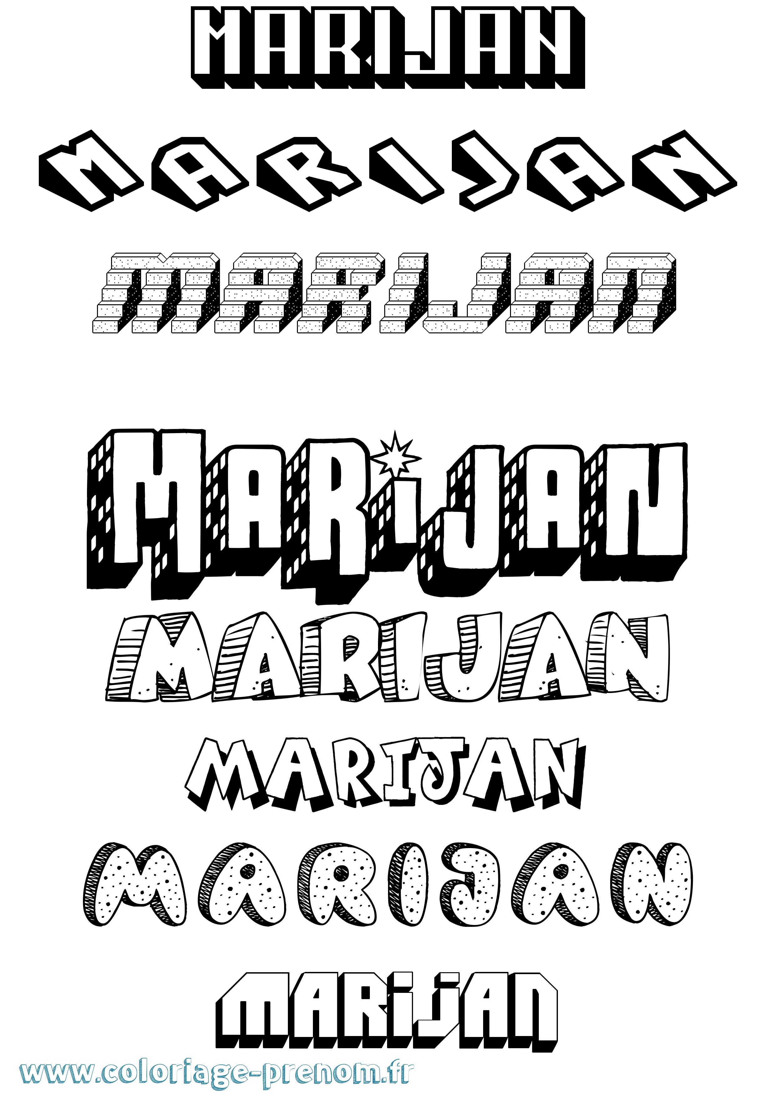 Coloriage Marijan Effet 3D Coloriage prénom Marijan Effet 3D