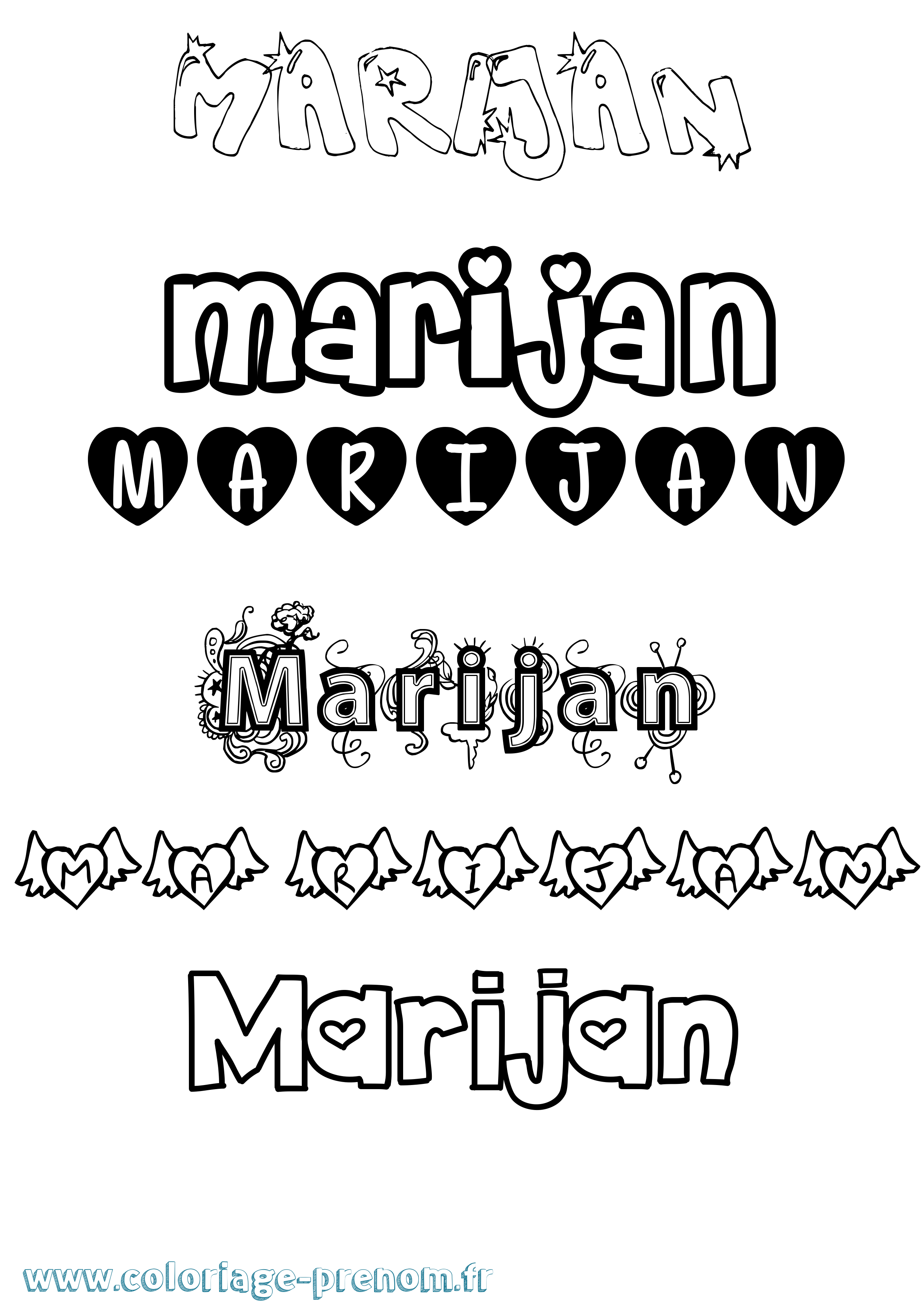 Coloriage Marijan Girly Coloriage prénom Marijan Girly