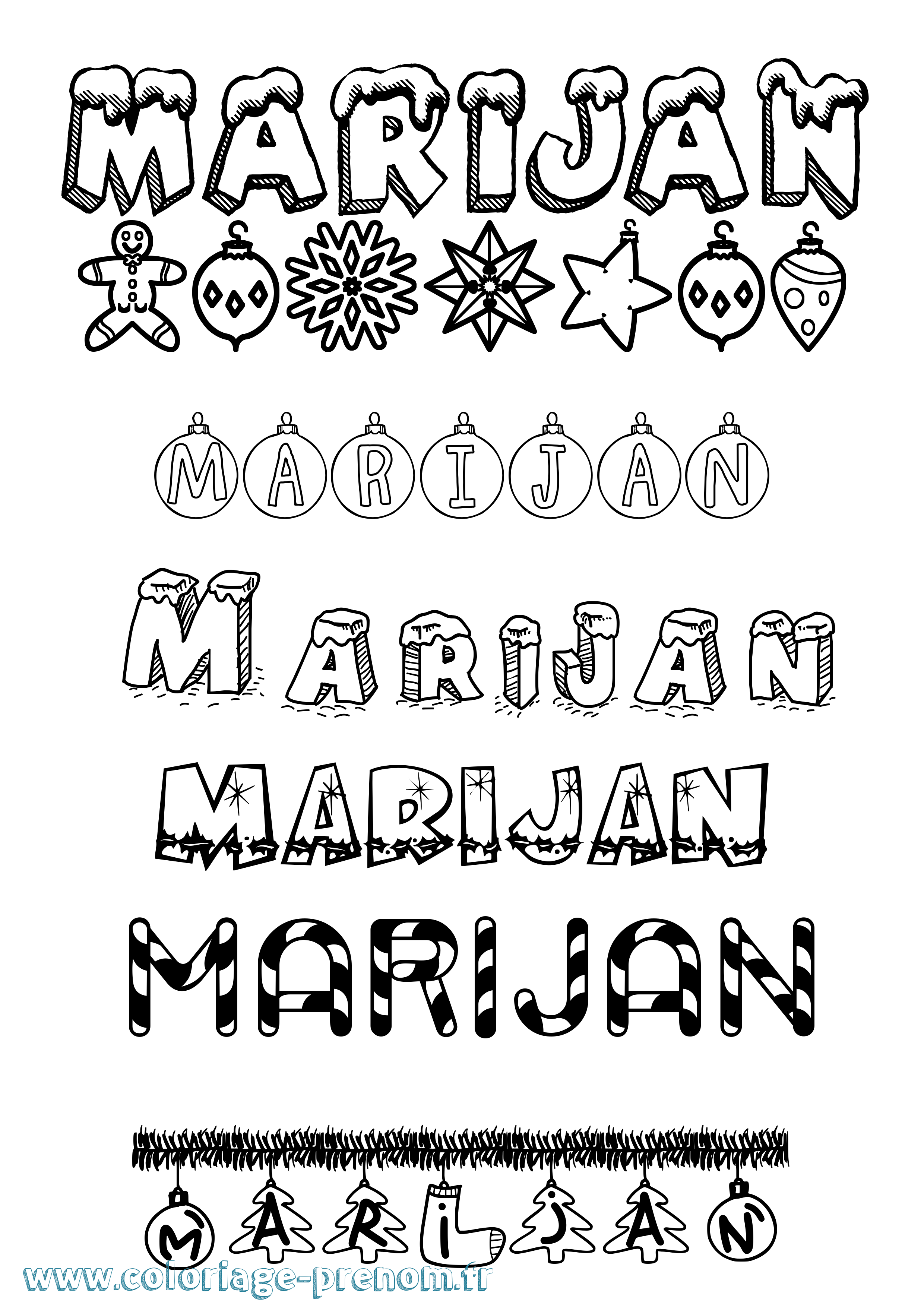 Coloriage Marijan Noël Coloriage prénom Marijan Noël