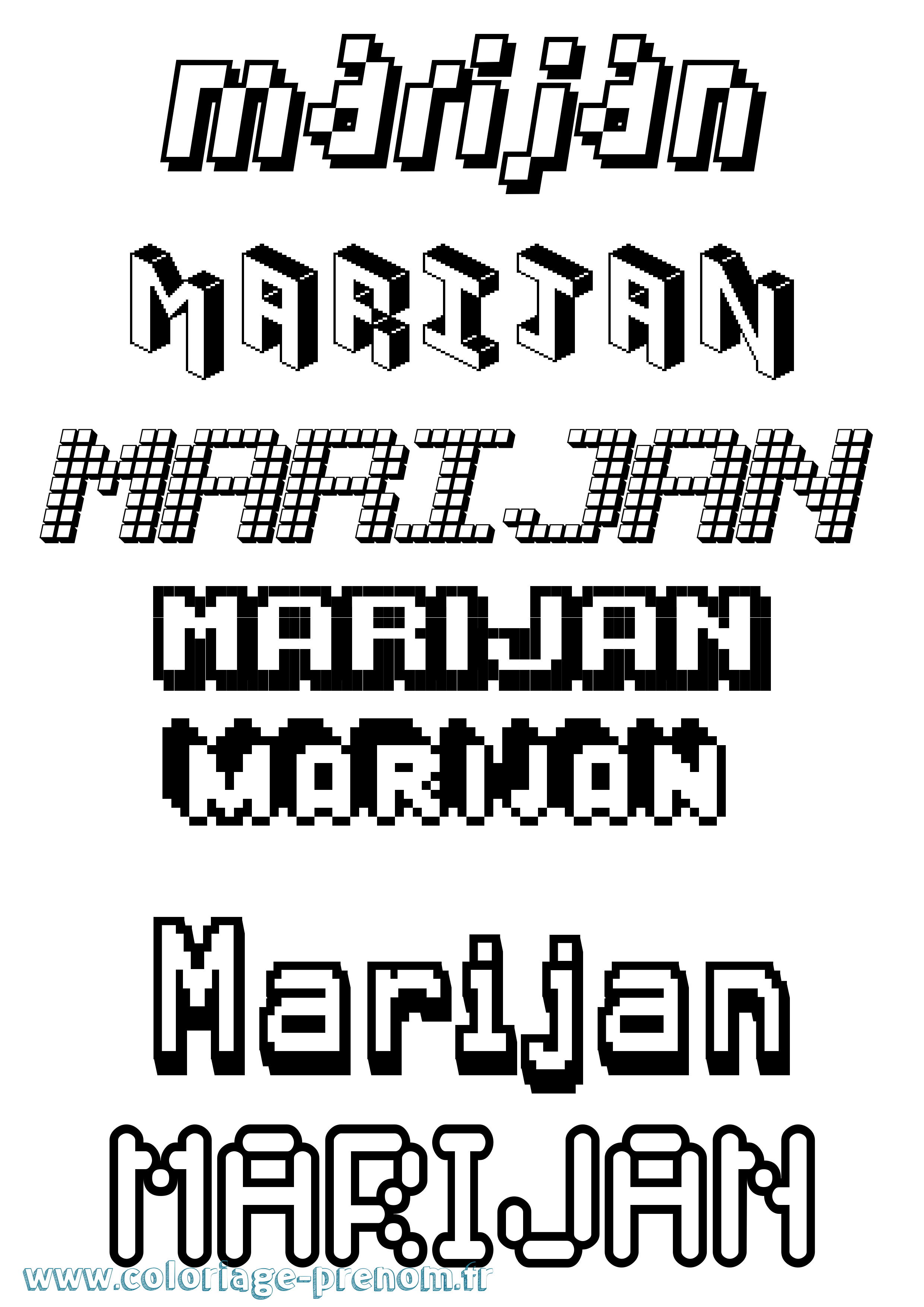 Coloriage Marijan Pixel Coloriage prénom Marijan Pixel