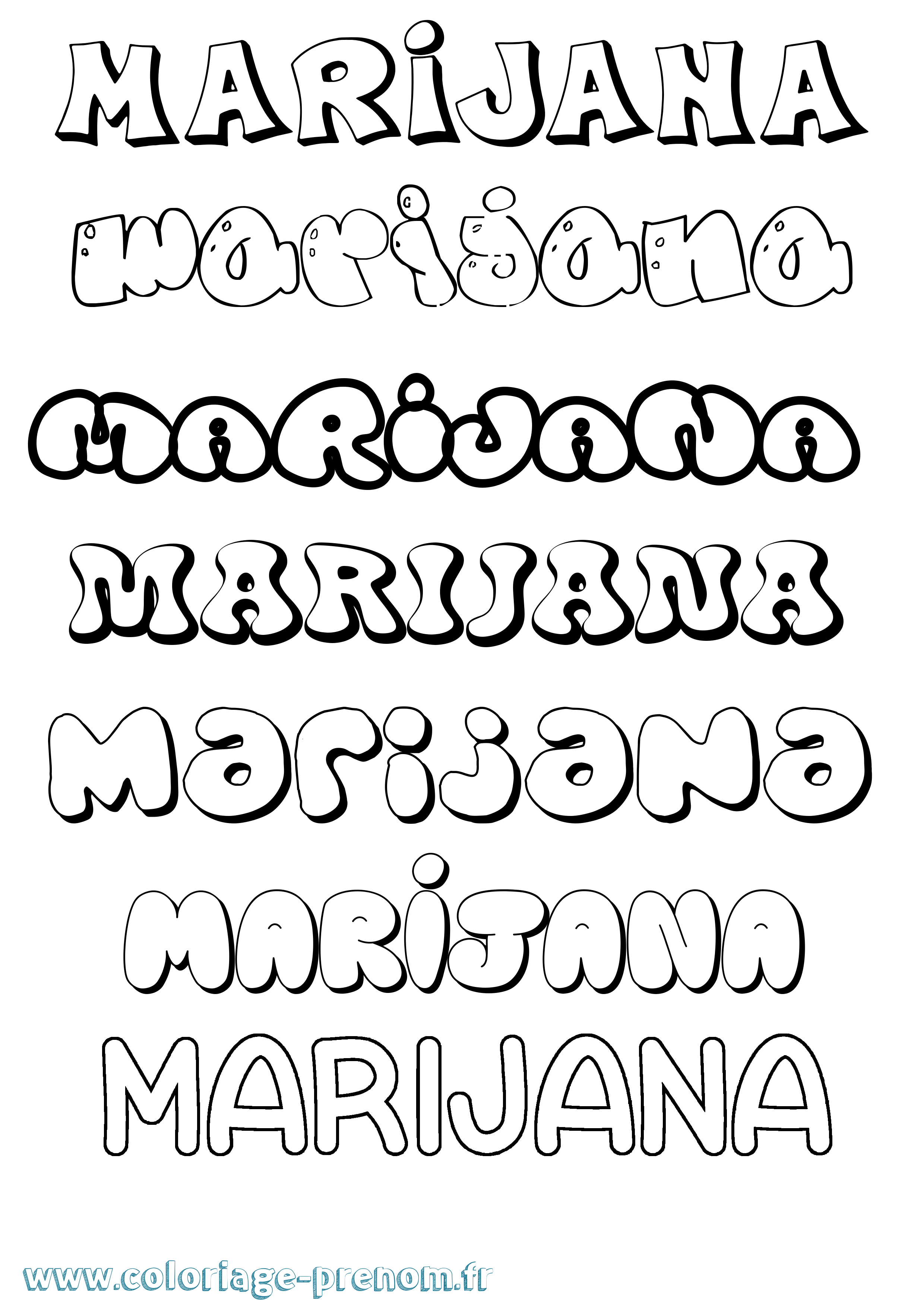 Coloriage Marijana Bubble Coloriage prénom Marijana Bubble