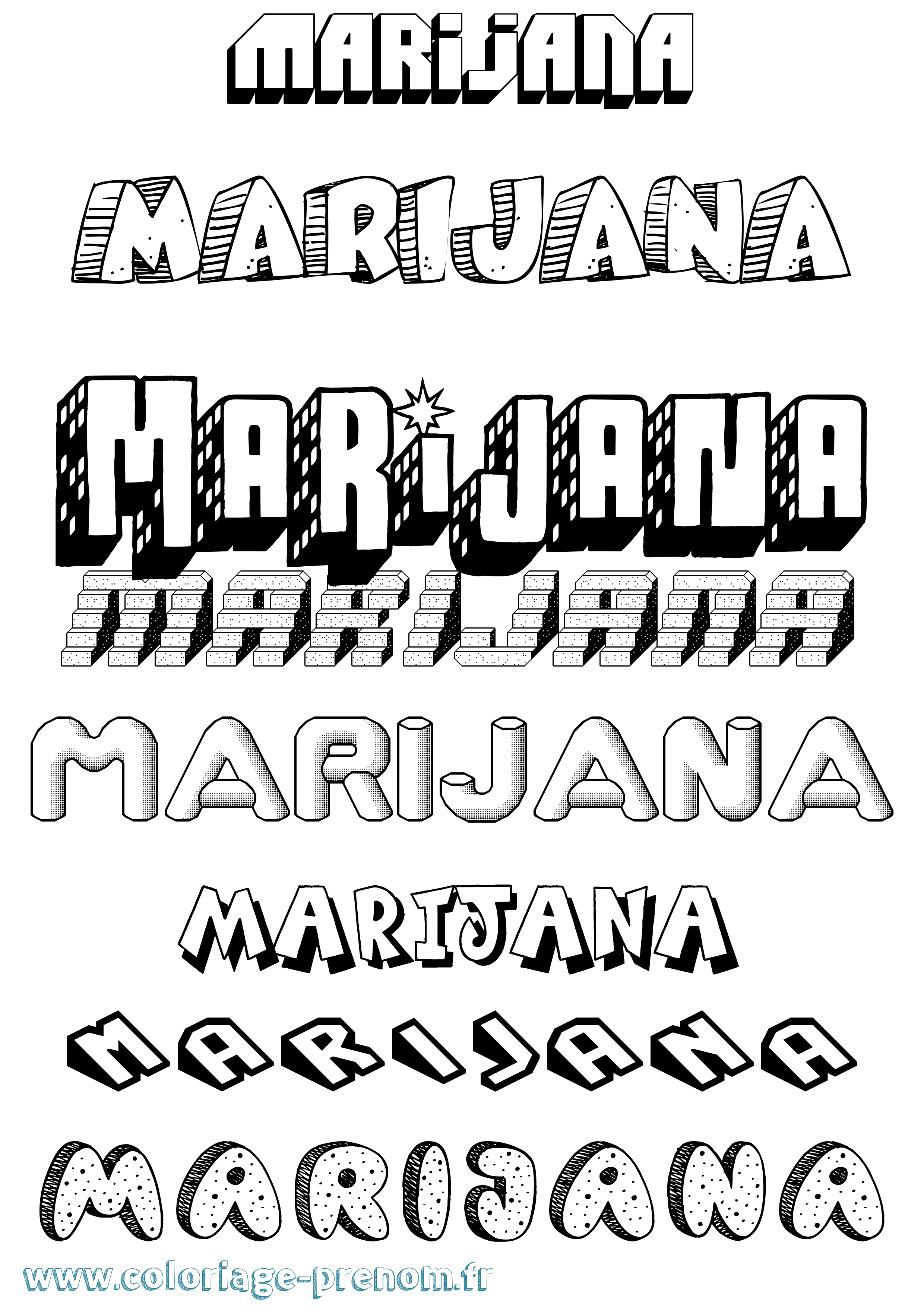 Coloriage Marijana Effet 3D Coloriage prénom Marijana Effet 3D