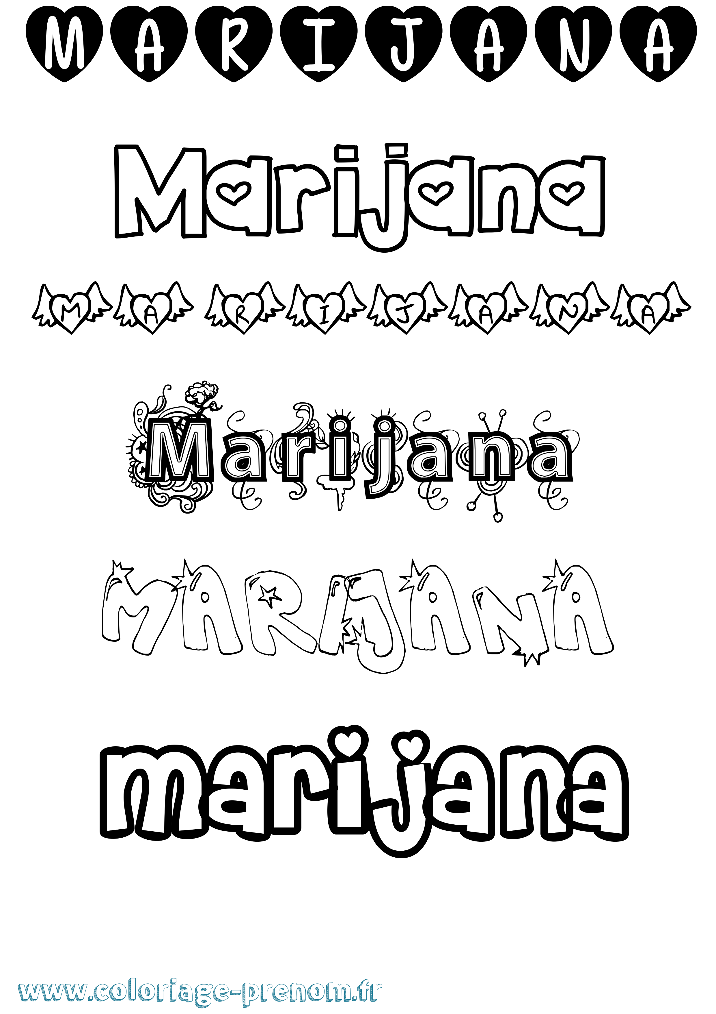 Coloriage Marijana Girly Coloriage prénom Marijana Girly