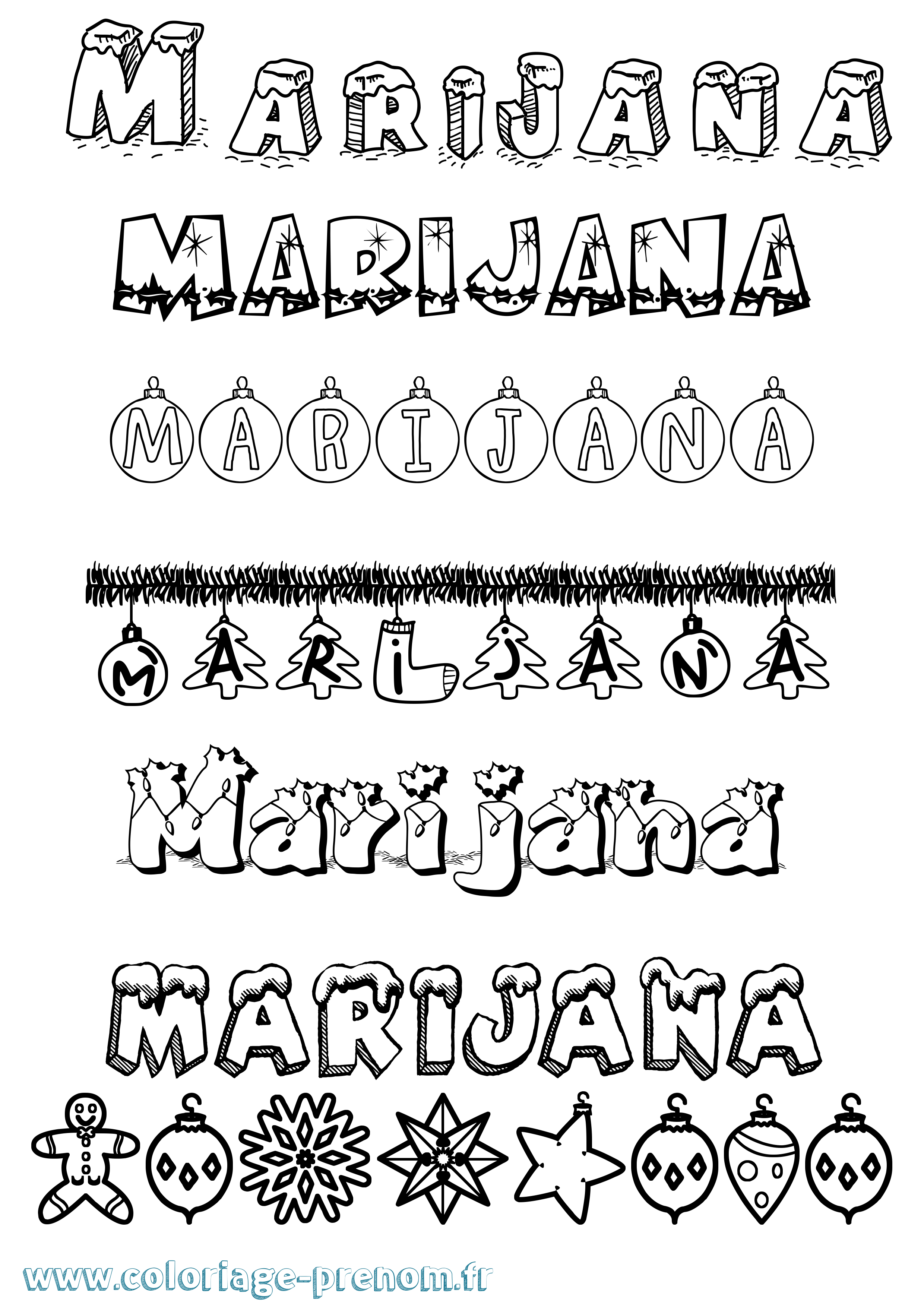 Coloriage Marijana Noël Coloriage prénom Marijana Noël