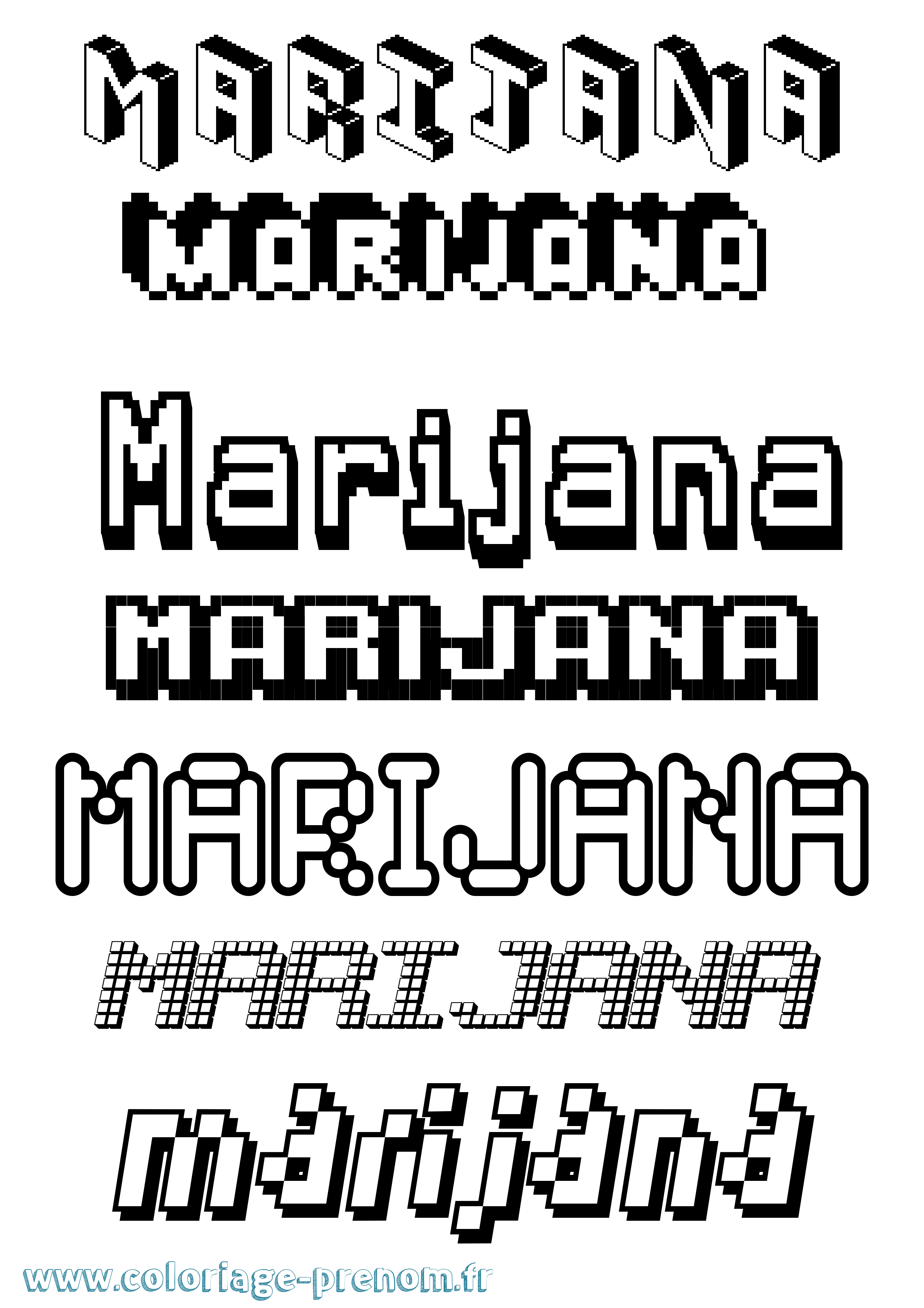 Coloriage Marijana Pixel Coloriage prénom Marijana Pixel