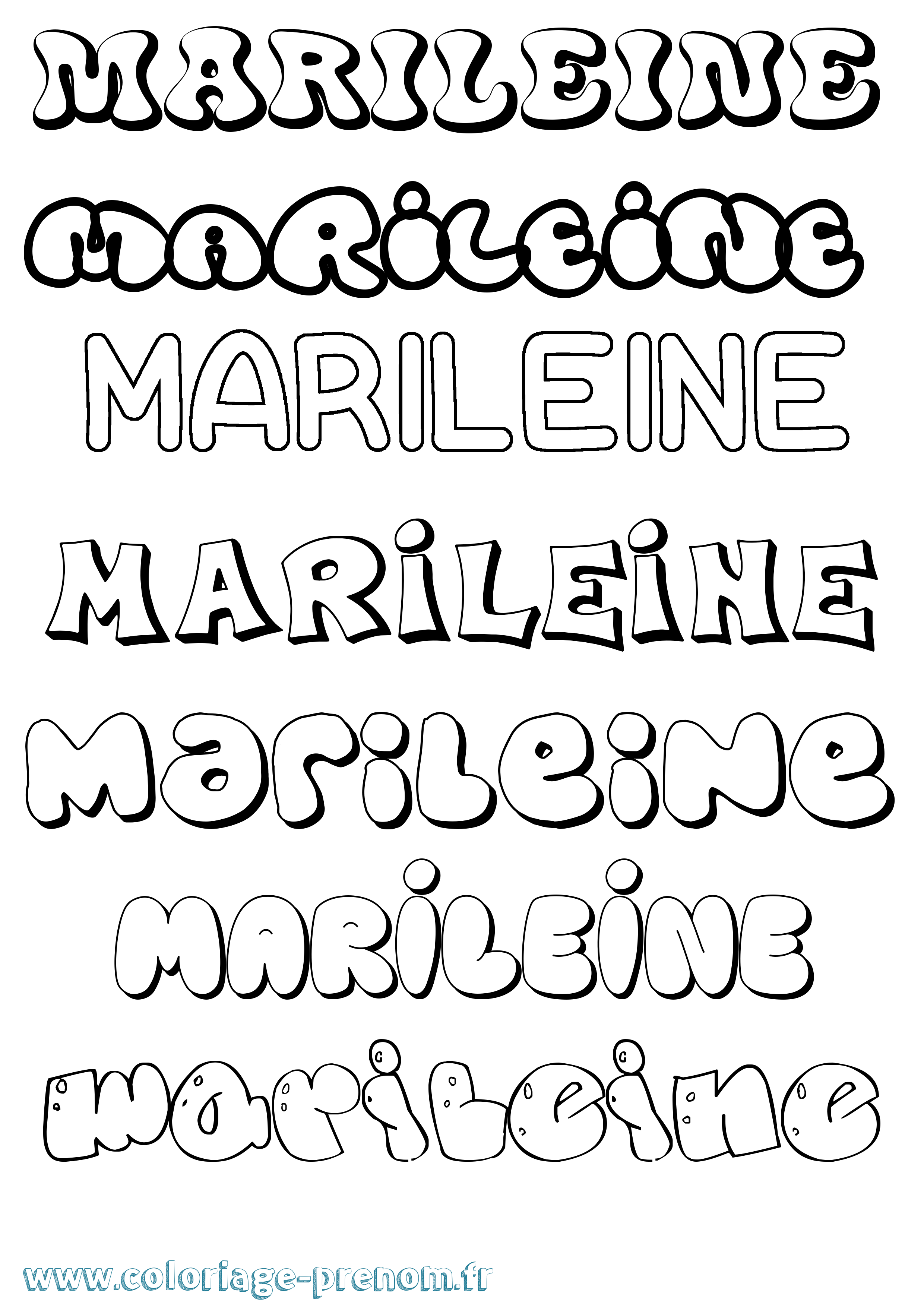 Coloriage Marileine Bubble Coloriage prénom Marileine Bubble