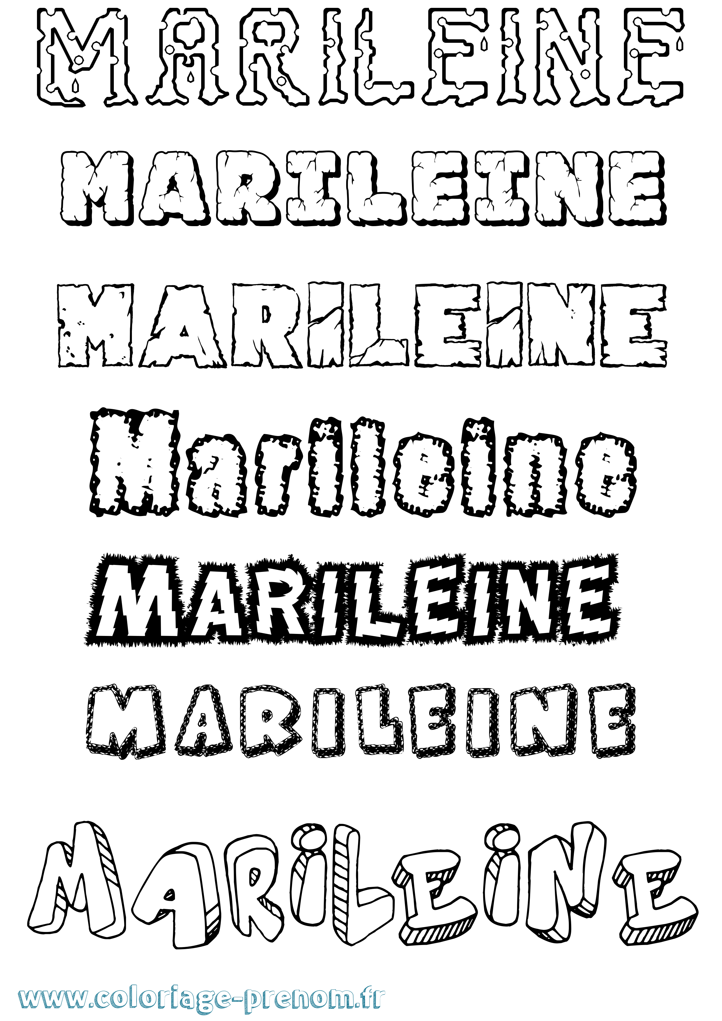 Coloriage Marileine Destructuré Coloriage prénom Marileine Destructuré
