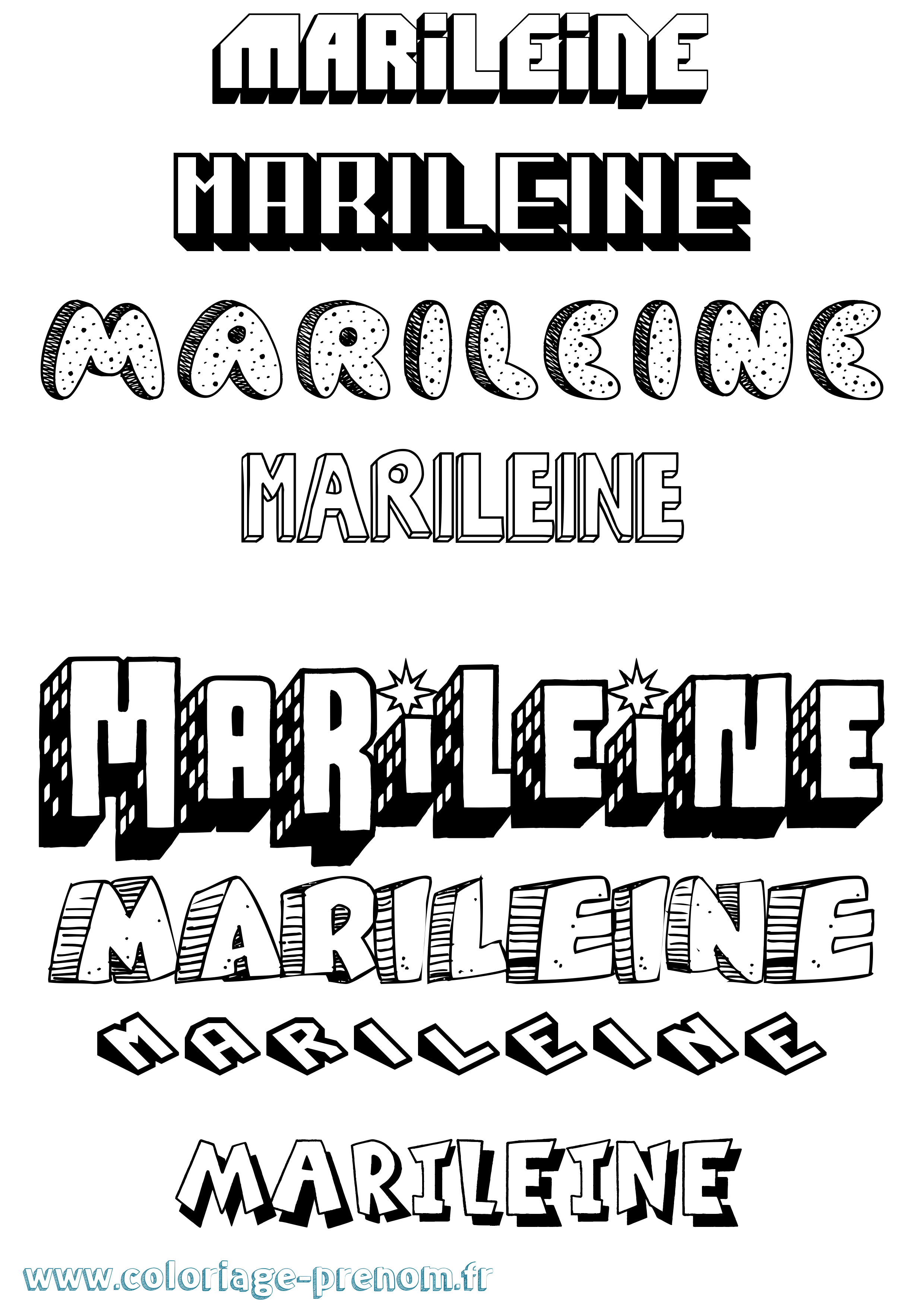 Coloriage Marileine Effet 3D Coloriage prénom Marileine Effet 3D