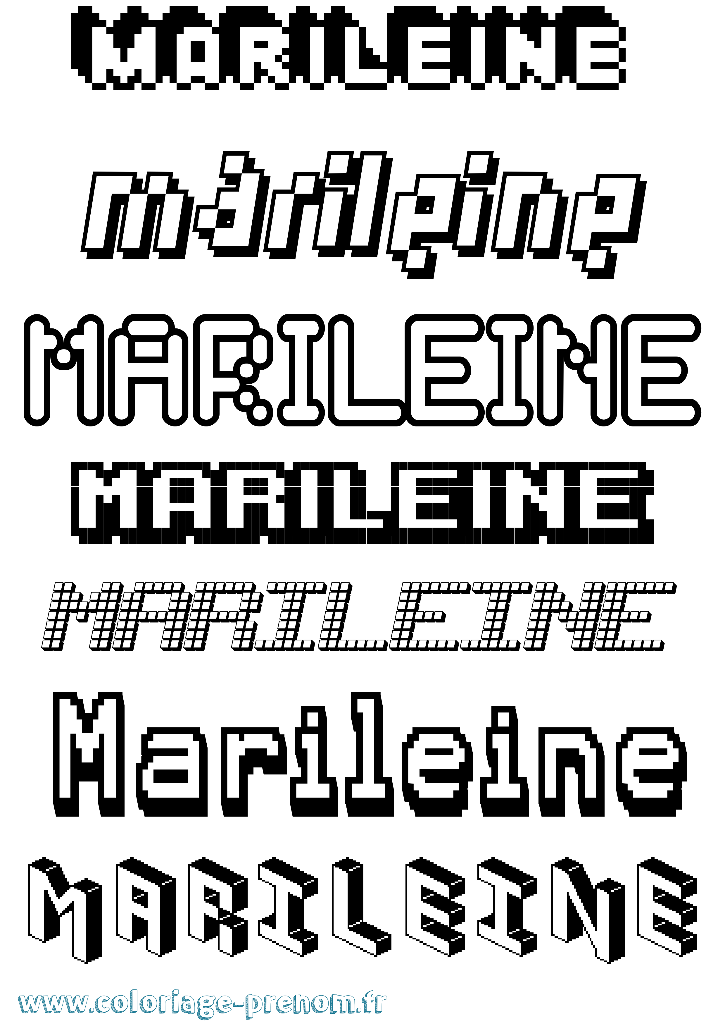 Coloriage Marileine Pixel Coloriage prénom Marileine Pixel