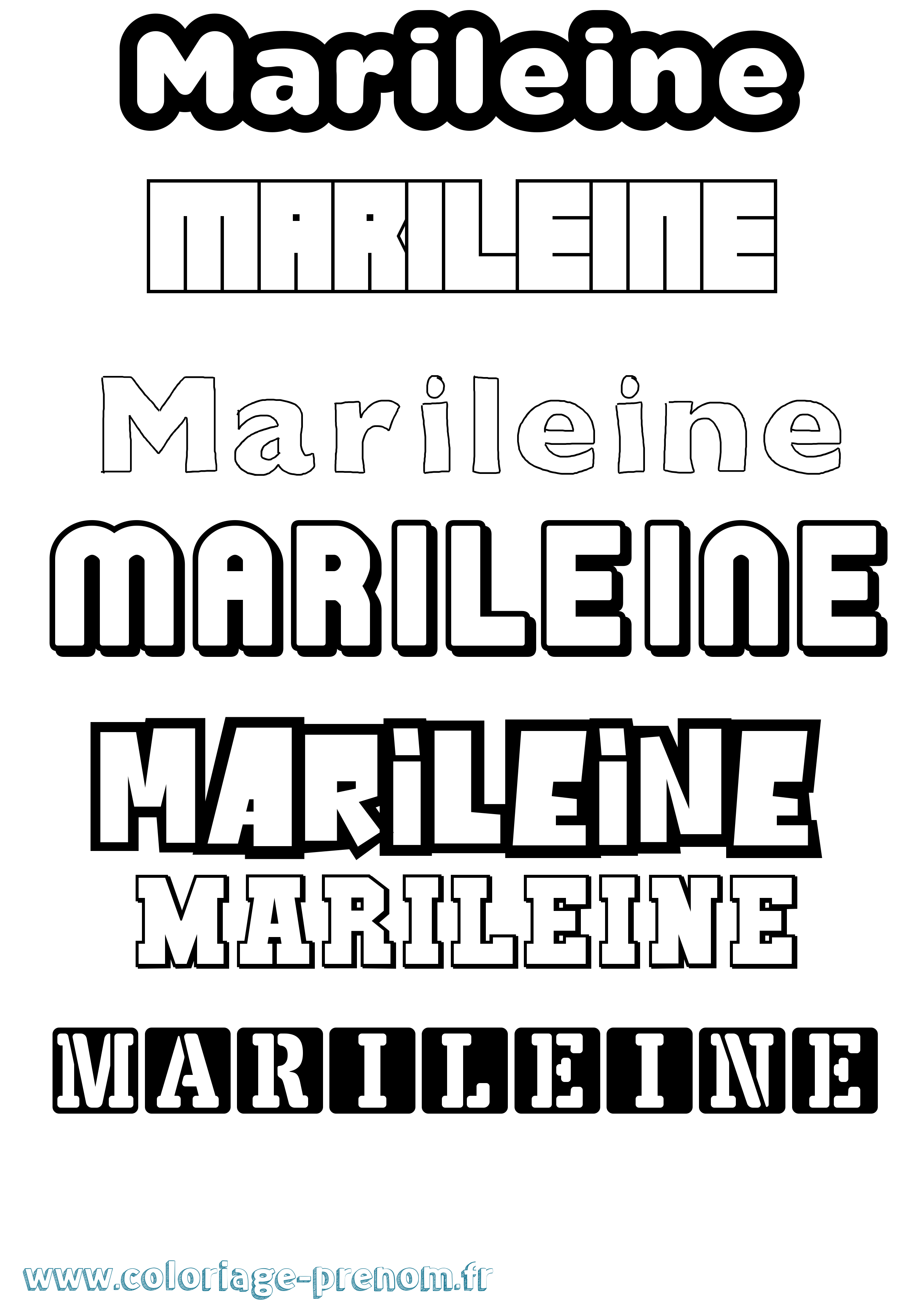 Coloriage Marileine Simple Coloriage prénom Marileine Simple