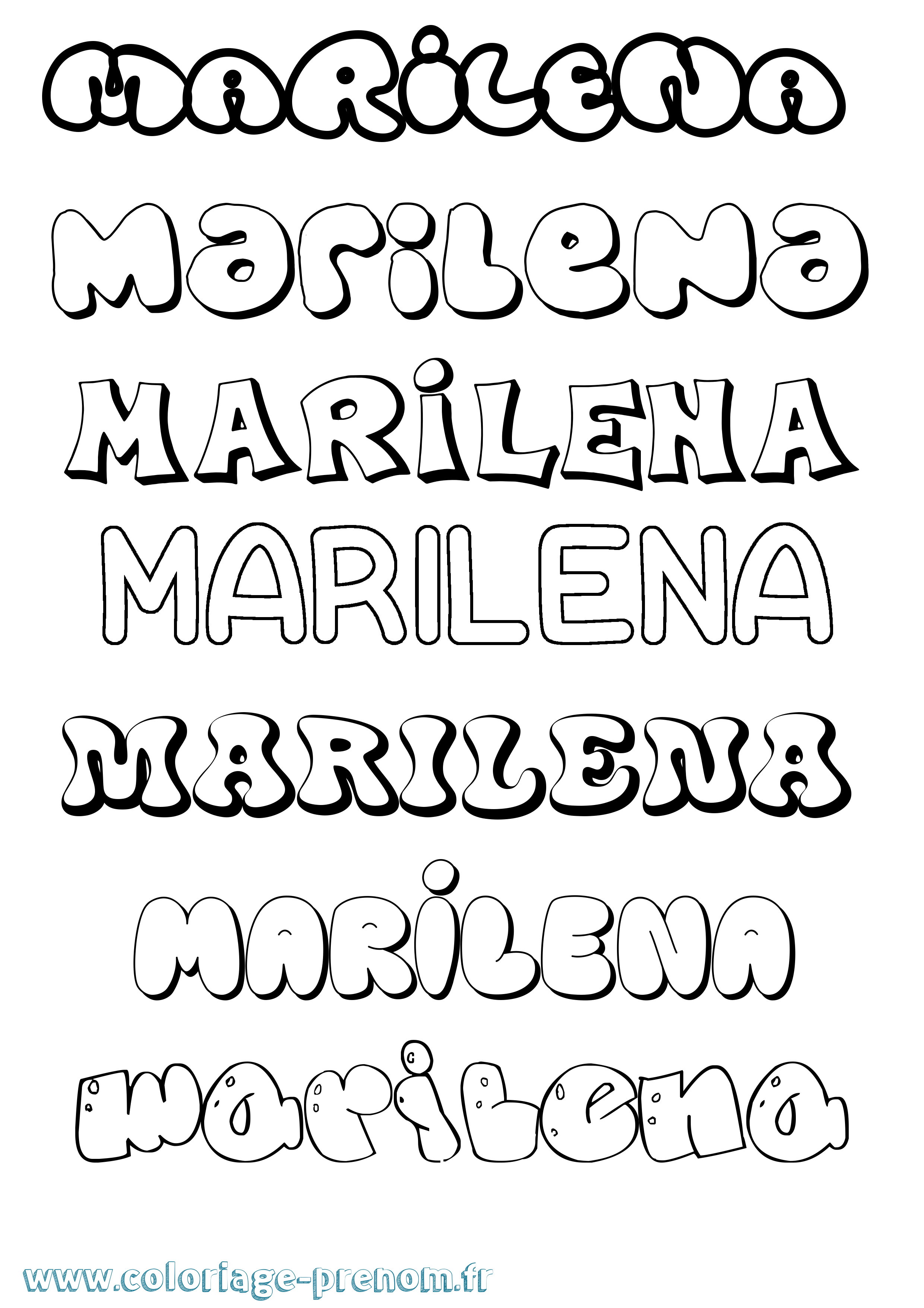 Coloriage Marilena Bubble Coloriage prénom Marilena Bubble