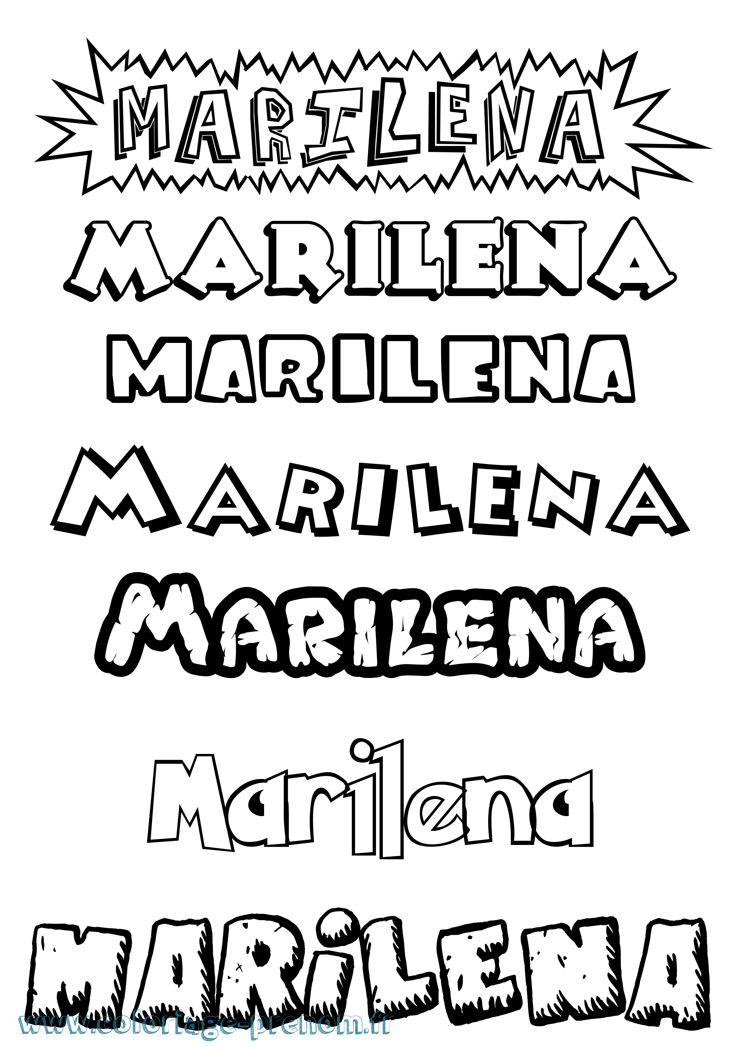 Coloriage Marilena Dessin Animé Coloriage prénom Marilena Dessin Animé