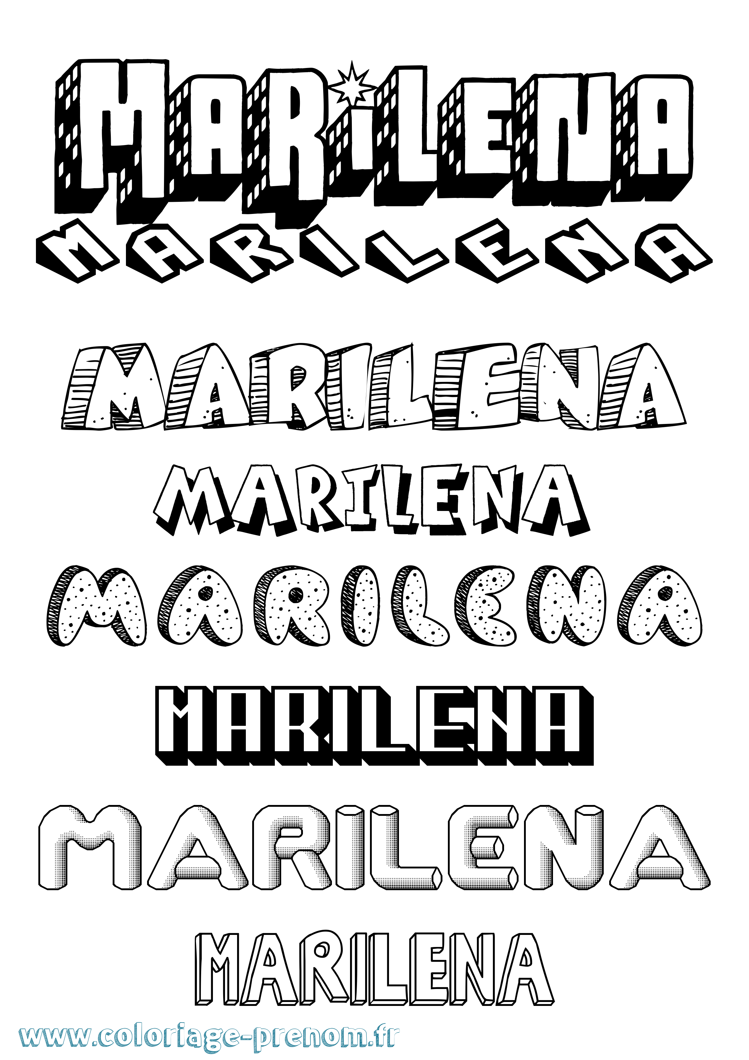 Coloriage Marilena Effet 3D Coloriage prénom Marilena Effet 3D