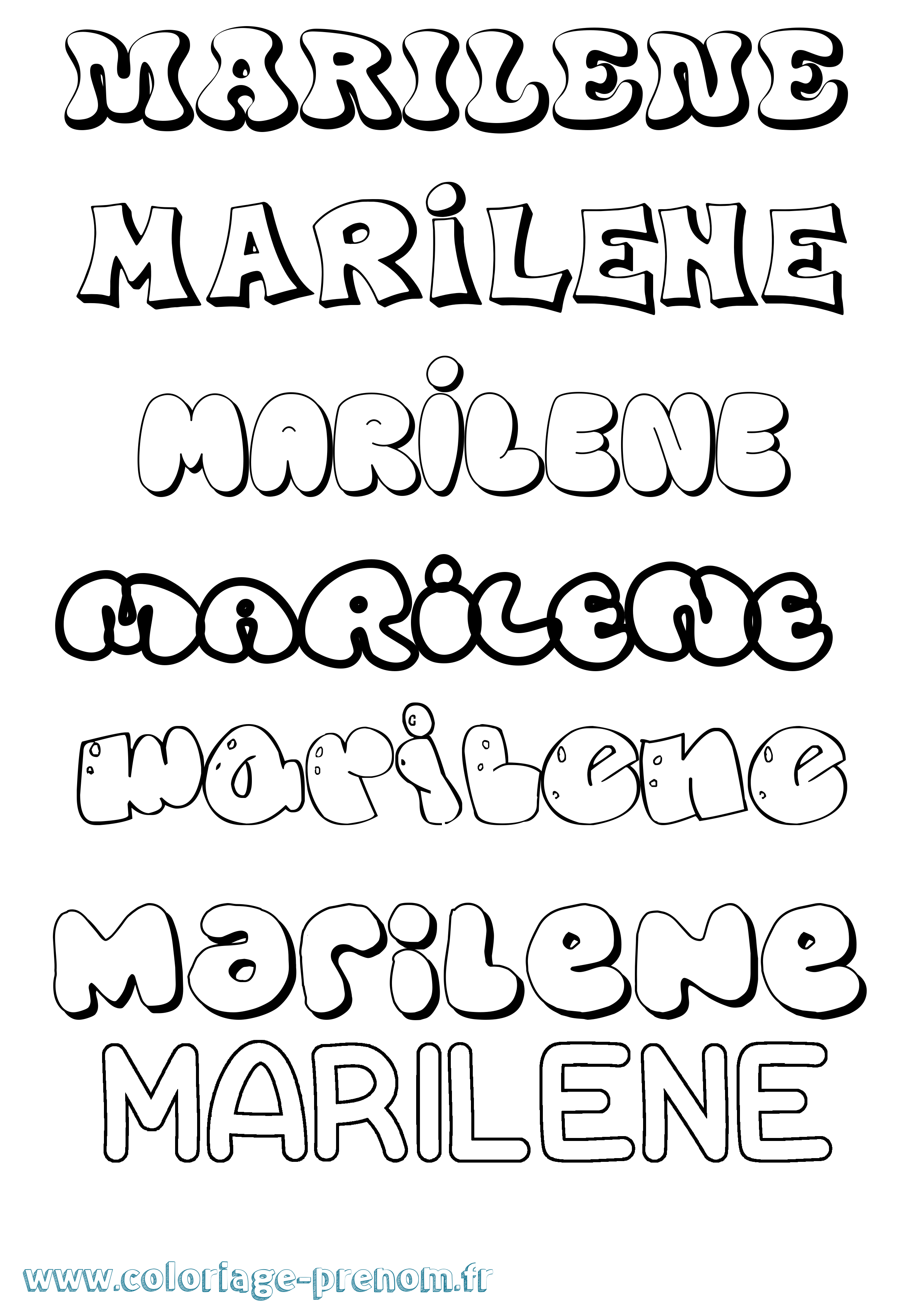 Coloriage Marilene Bubble Coloriage prénom Marilene Bubble