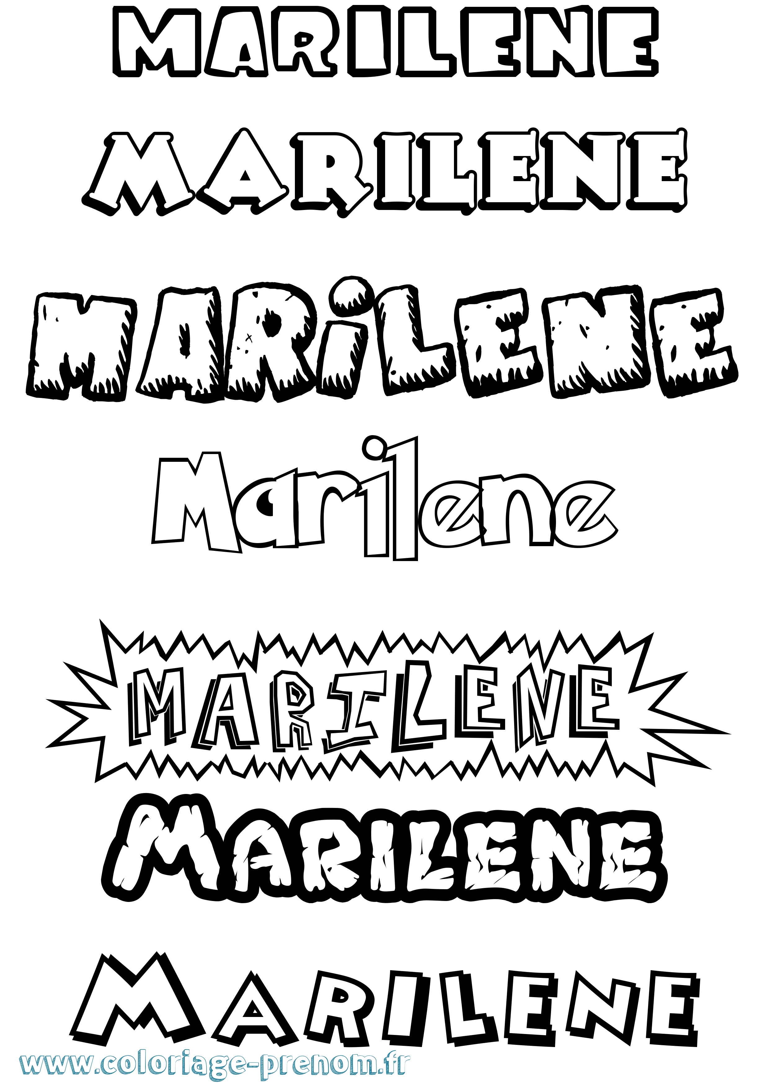 Coloriage Marilene Dessin Animé Coloriage prénom Marilene Dessin Animé