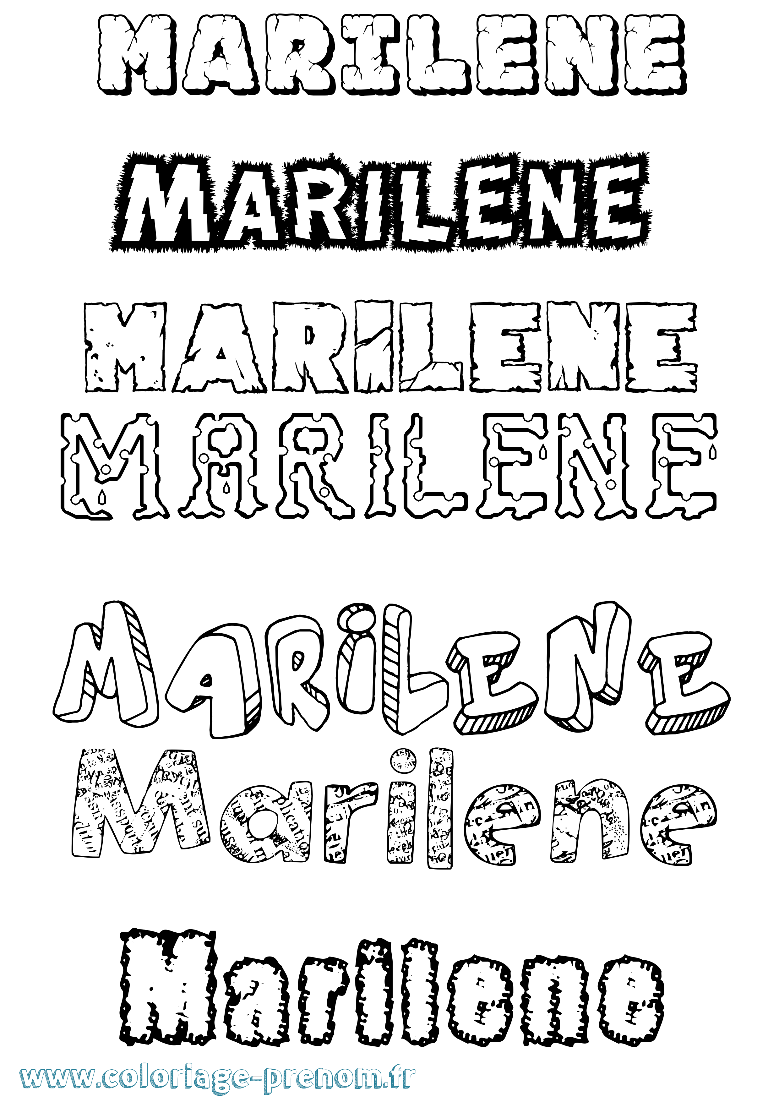 Coloriage Marilene Destructuré Coloriage prénom Marilene Destructuré