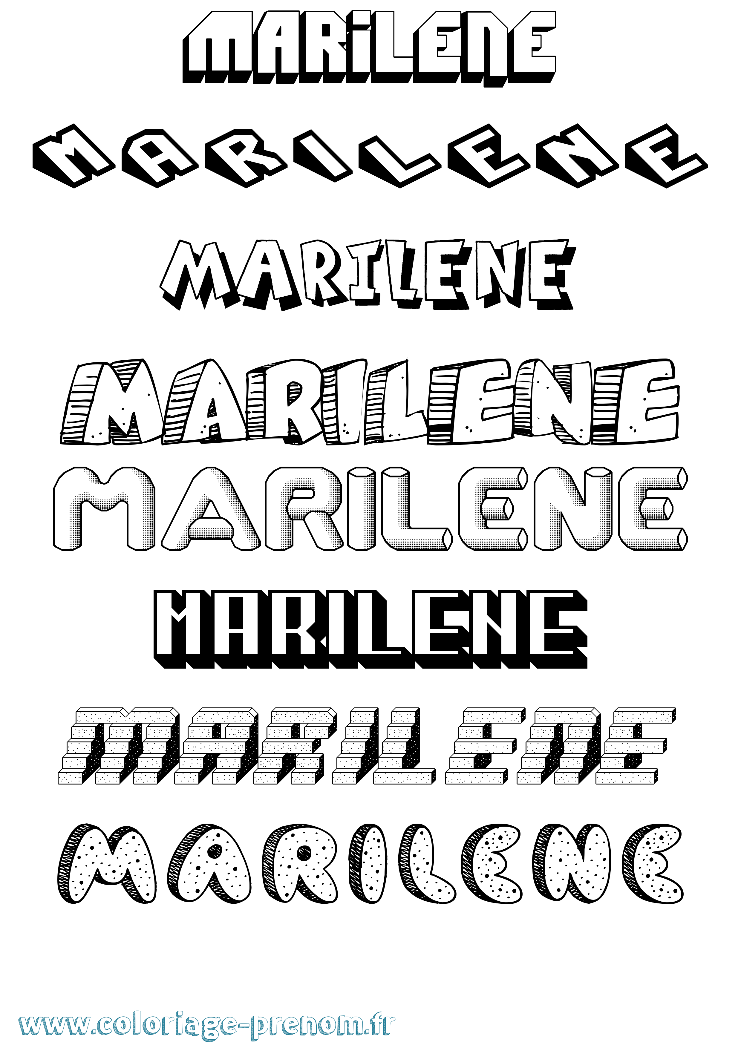 Coloriage Marilene Effet 3D Coloriage prénom Marilene Effet 3D