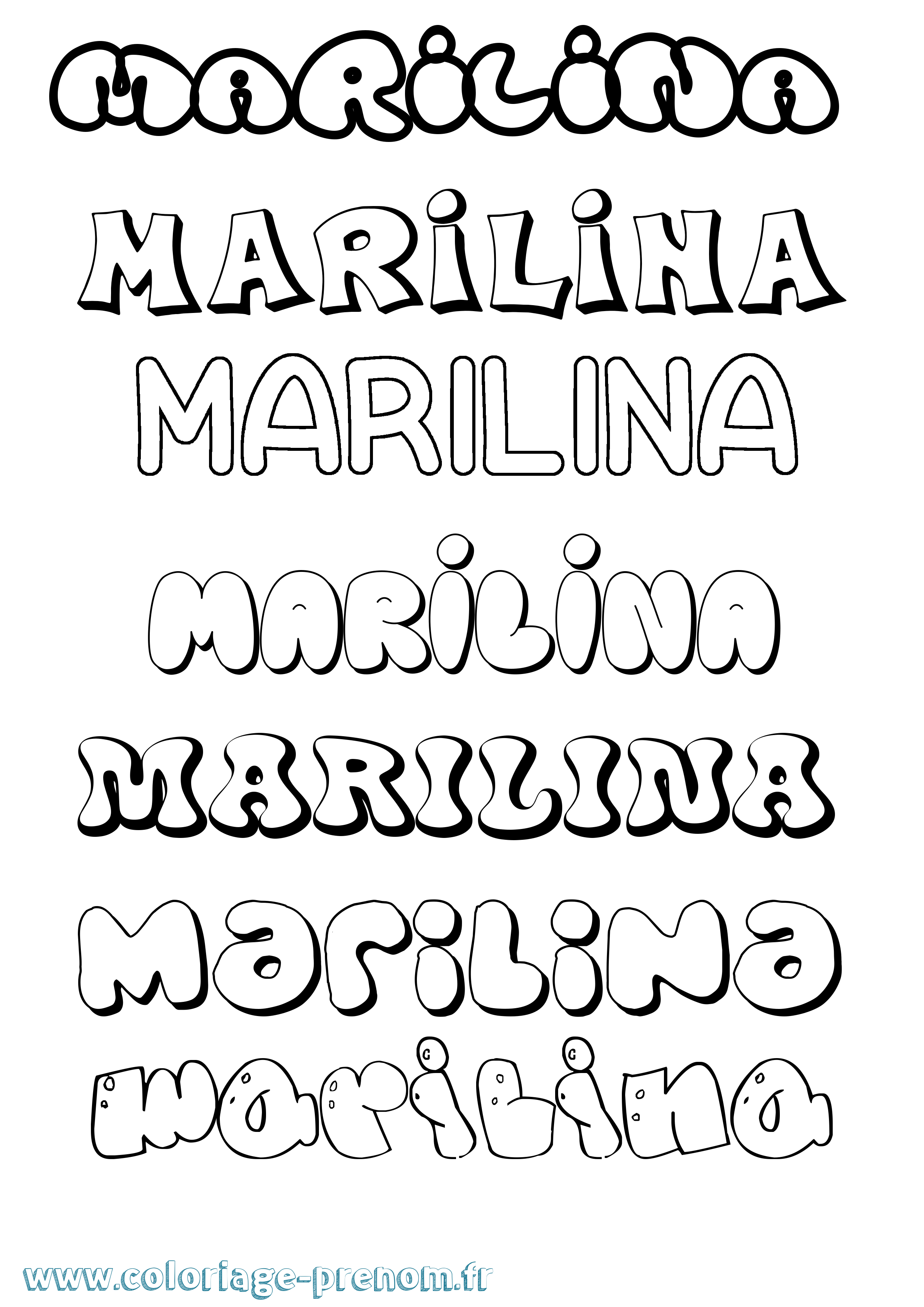 Coloriage Marilina Bubble Coloriage prénom Marilina Bubble