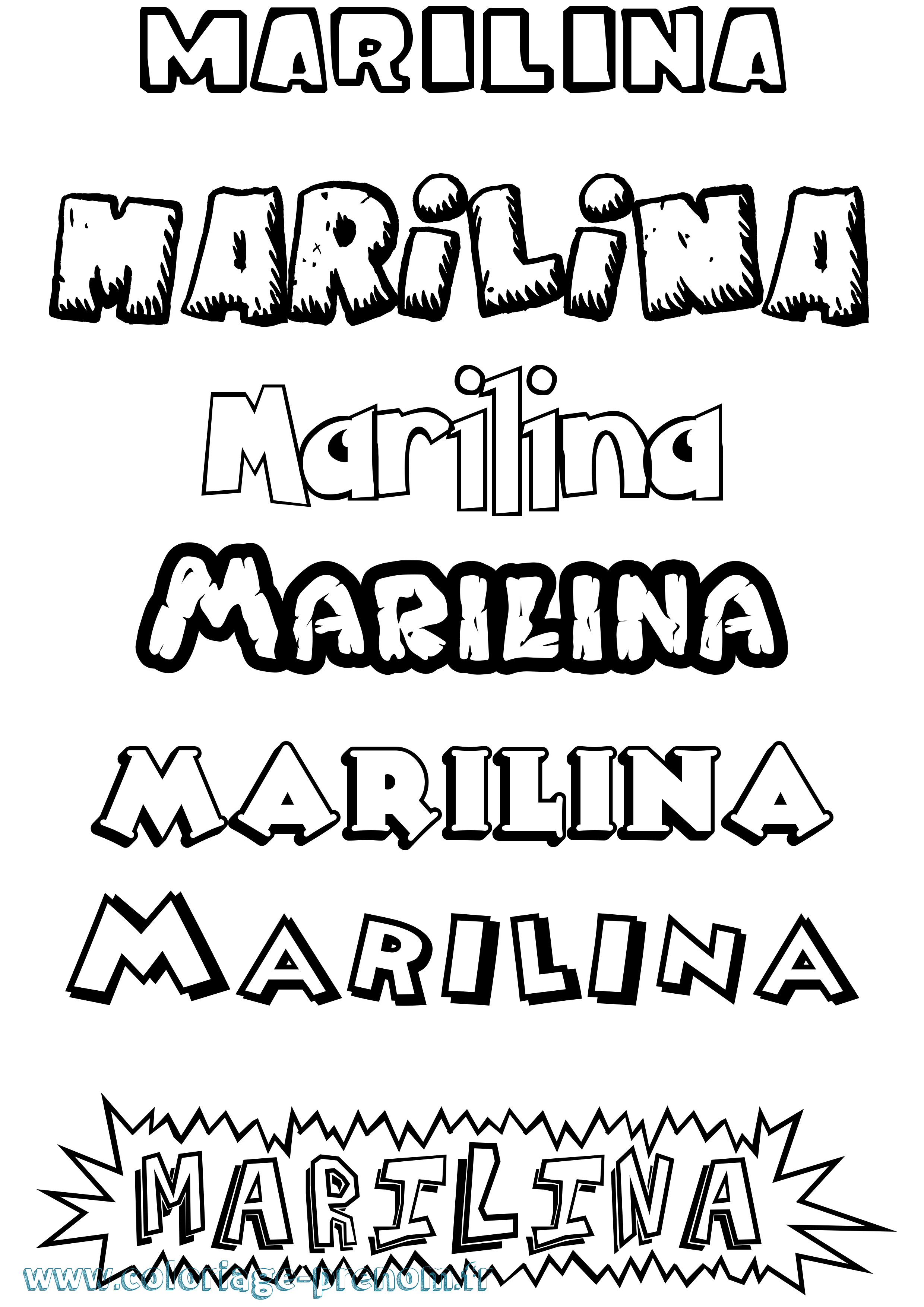 Coloriage Marilina Dessin Animé Coloriage prénom Marilina Dessin Animé