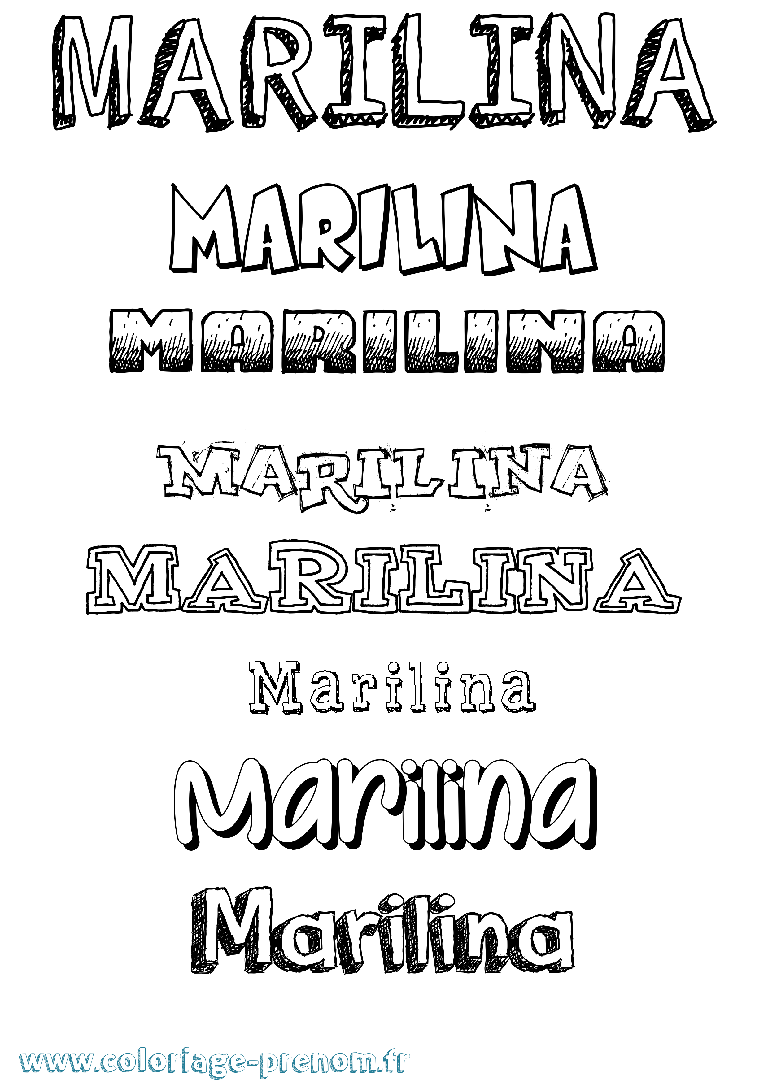 Coloriage Marilina Dessiné Coloriage prénom Marilina Dessiné