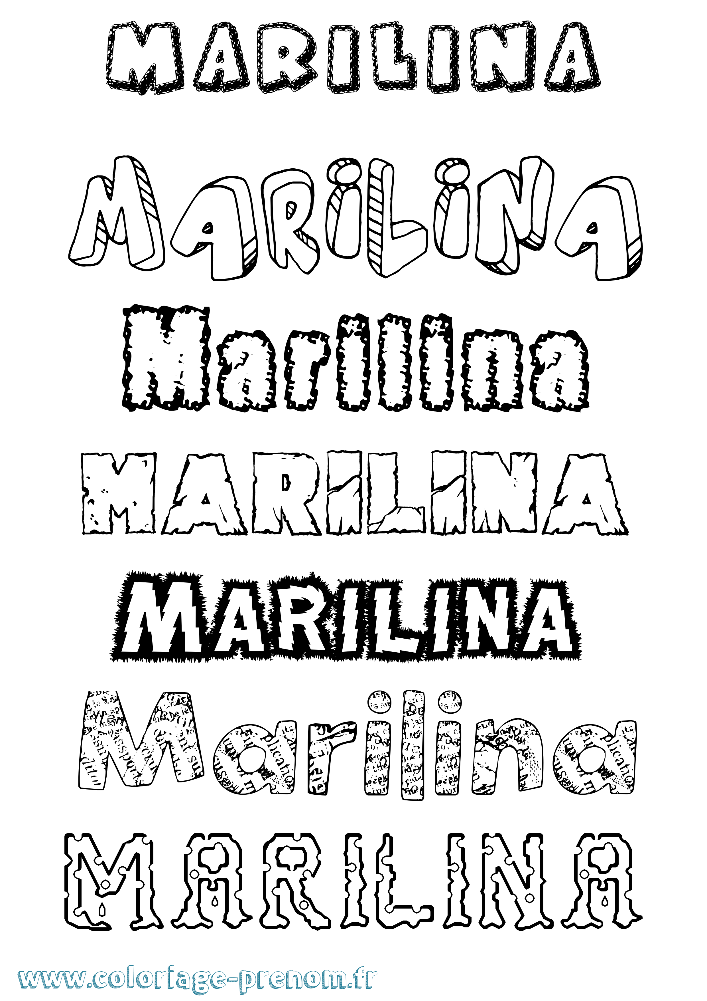 Coloriage Marilina Destructuré Coloriage prénom Marilina Destructuré