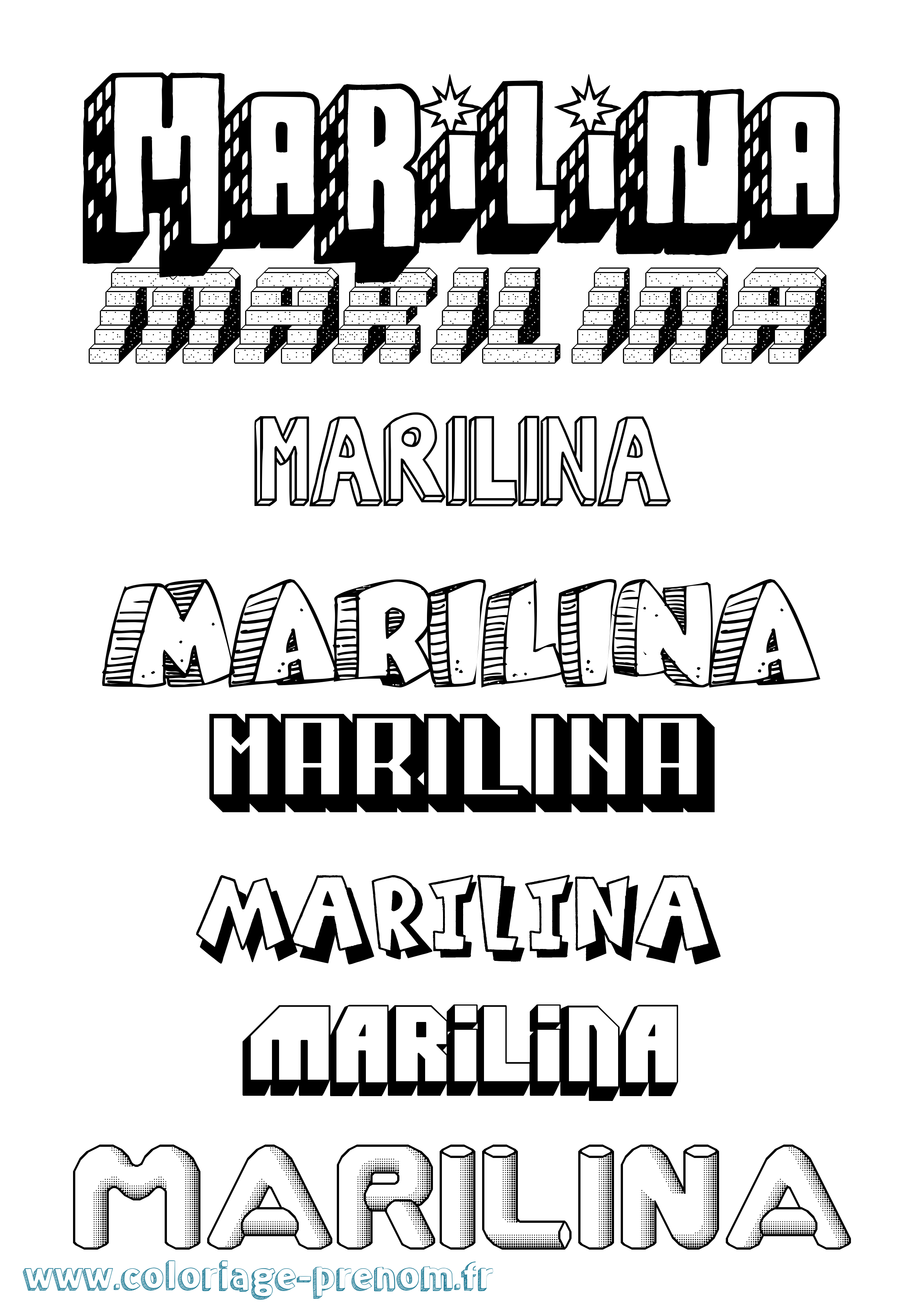 Coloriage Marilina Effet 3D Coloriage prénom Marilina Effet 3D