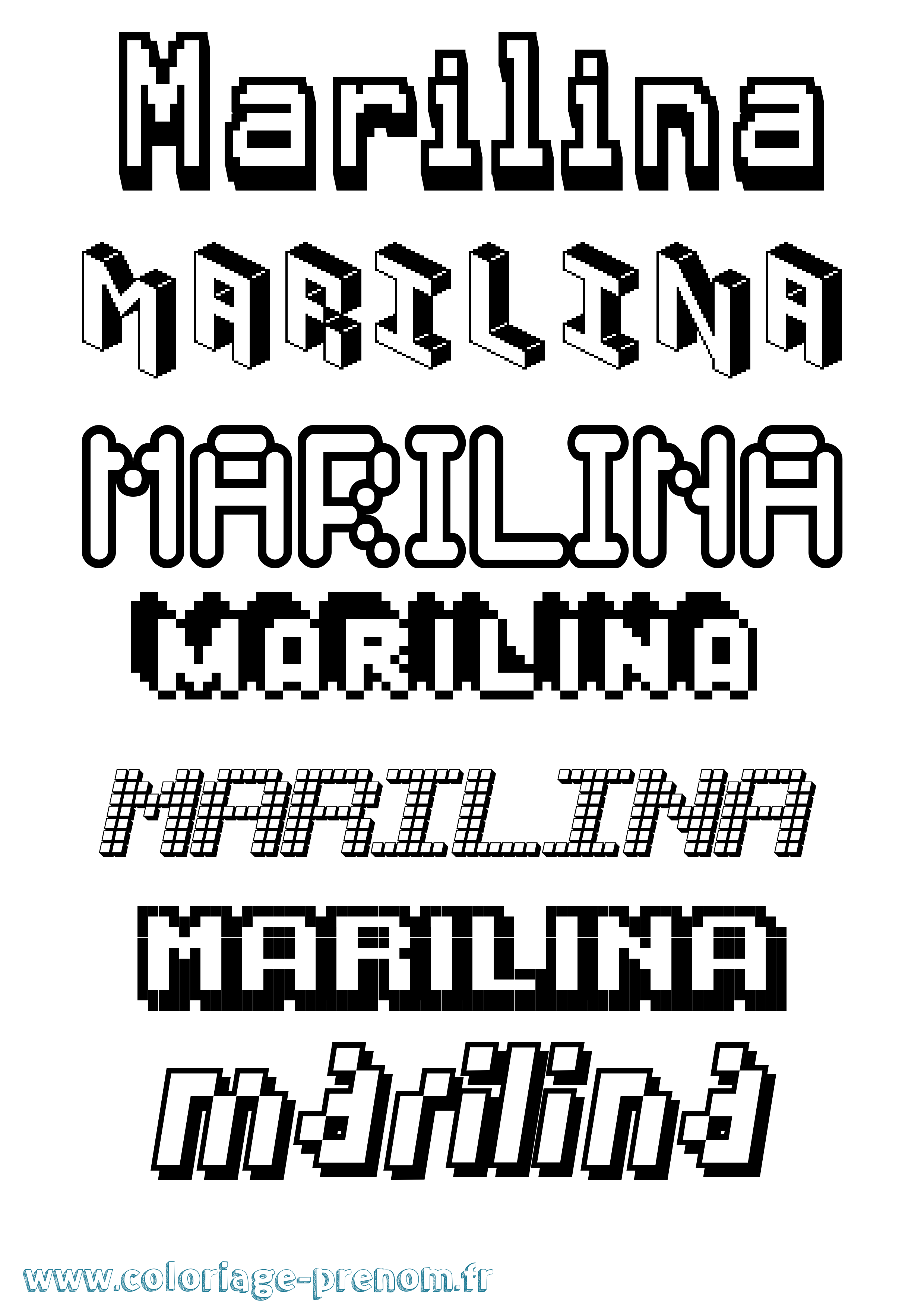 Coloriage Marilina Pixel Coloriage prénom Marilina Pixel